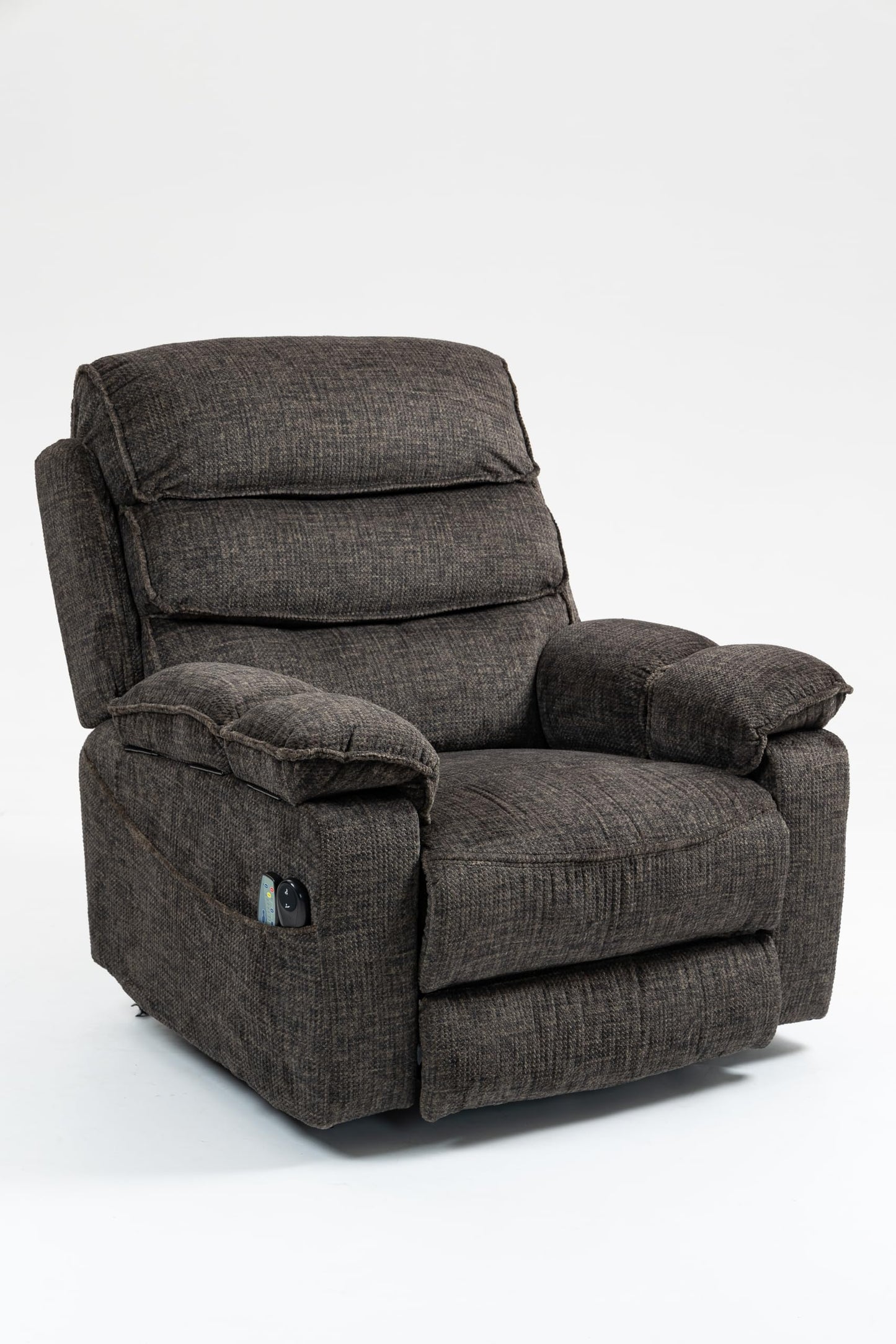GDFStudio Lay Flat Power Lift Recliner Chair with Heat Massage Dual Motor Infinite Position Recliner USB and Type C Charging Cup Holders for Living Room Bedroom, Dark Gray