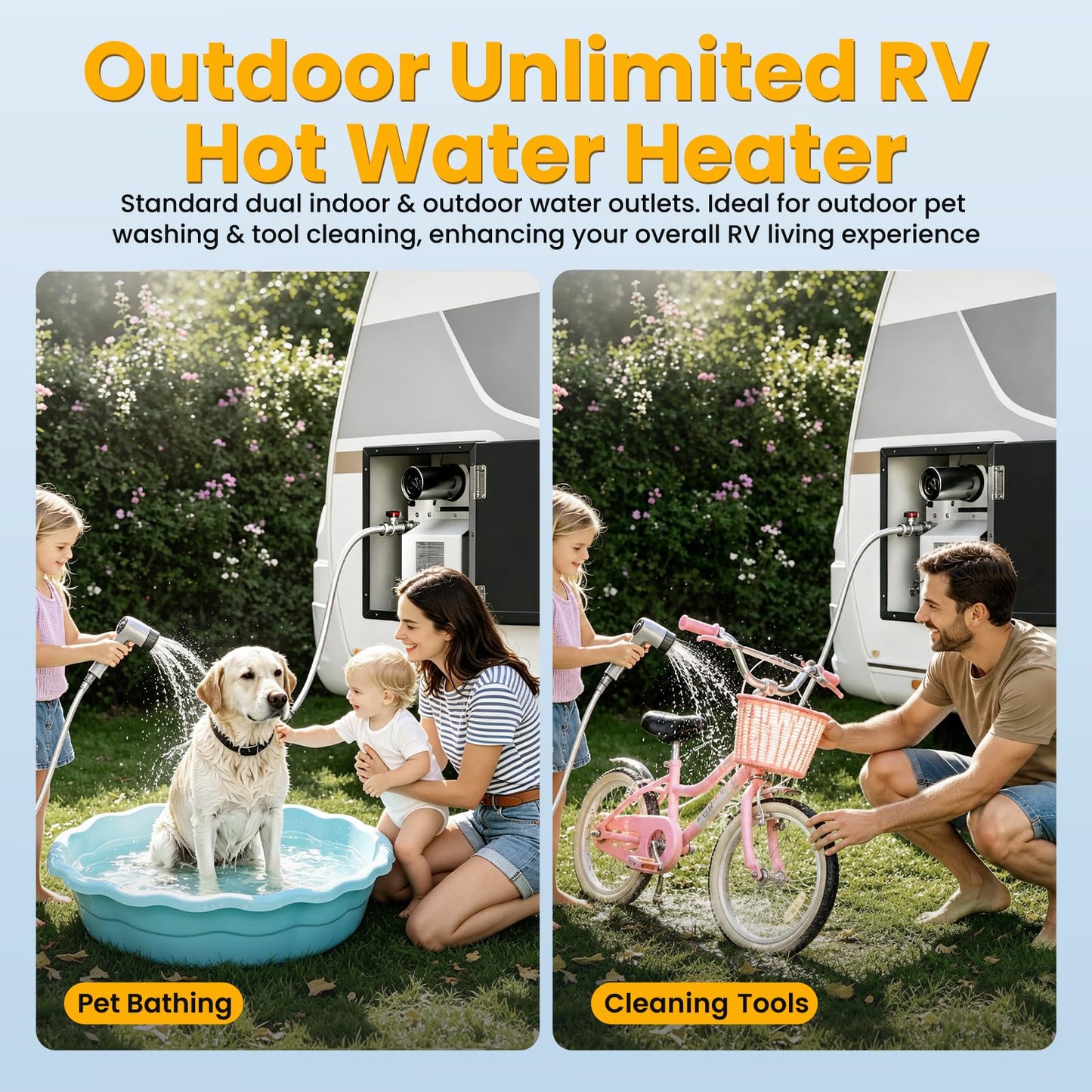 AMEHO RV Tankless Water Heater 68,000 BTU, 12V DC On-Demand Instant RV Water Heater with Dual Water Outlet Modes, All-Weather Rated 3.9GPM Constant Temperature Water Heater with Remote Control