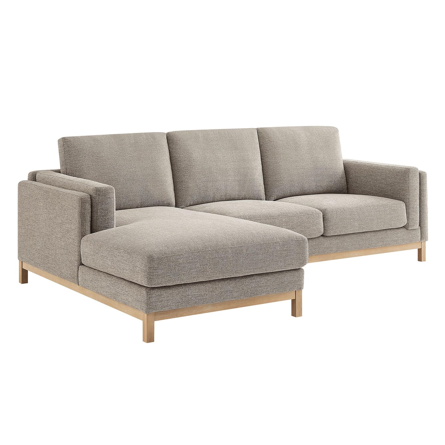 Modway Roscoe Left-Facing Sectional Sofa with Chaise in Pewter - 2-Piece Mélange Chenille Fabric Deep Seat Couch, L Shaped Modular for Living Room or Lounge