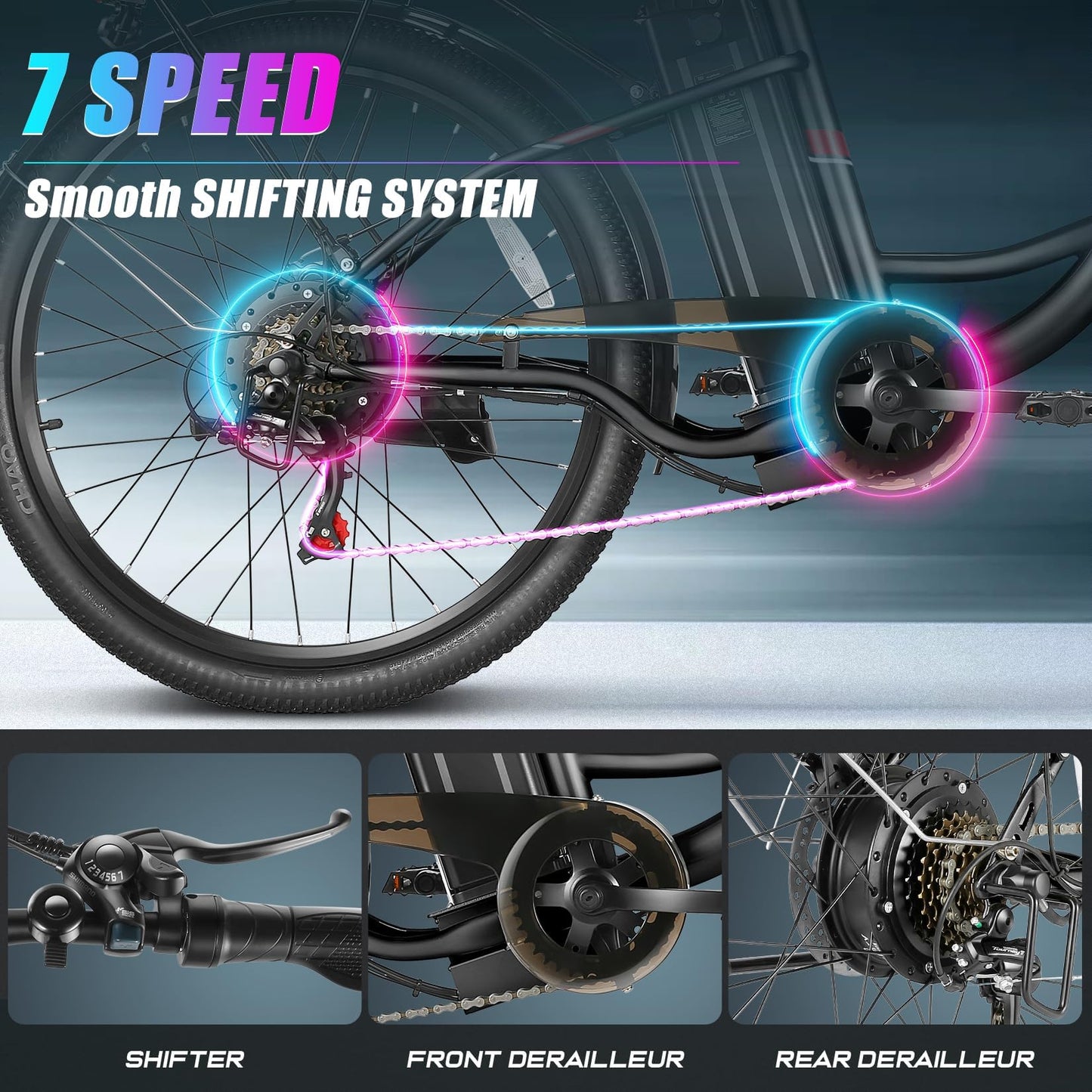 Vivi Electric Bike for Adults 500W Peak Ebike with Removable Battery, 26'' Electric Commuter Bike 19.8 MPH & 50 Miles Adult Electric Bicycles with Cruise Control, LCD Display, SGS Certified to UL2849