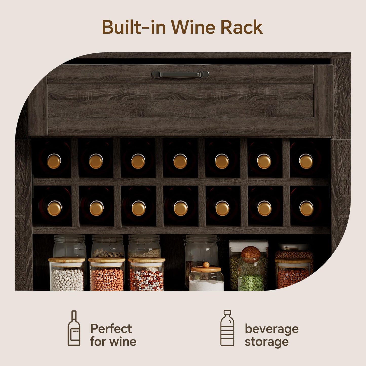 Ball & Cast Farmhouse Kitchen Pantry Cabinet, Brown, 71 Inch
