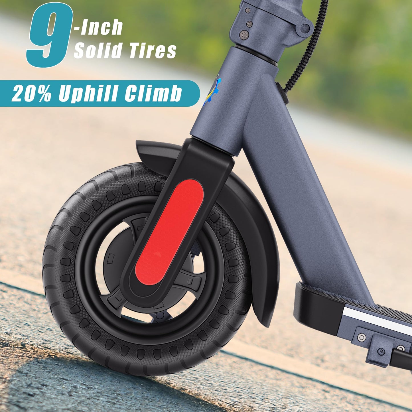 Caroma Adult Electric Scooter 350W, Max 20 Miles & 20 Mph, 9" Solid Tires Electric Scooters for Adults, Height Adjustable E Scooter, Foldable Commuting Scooter Electric, 265Lbs Load, Matte Blue