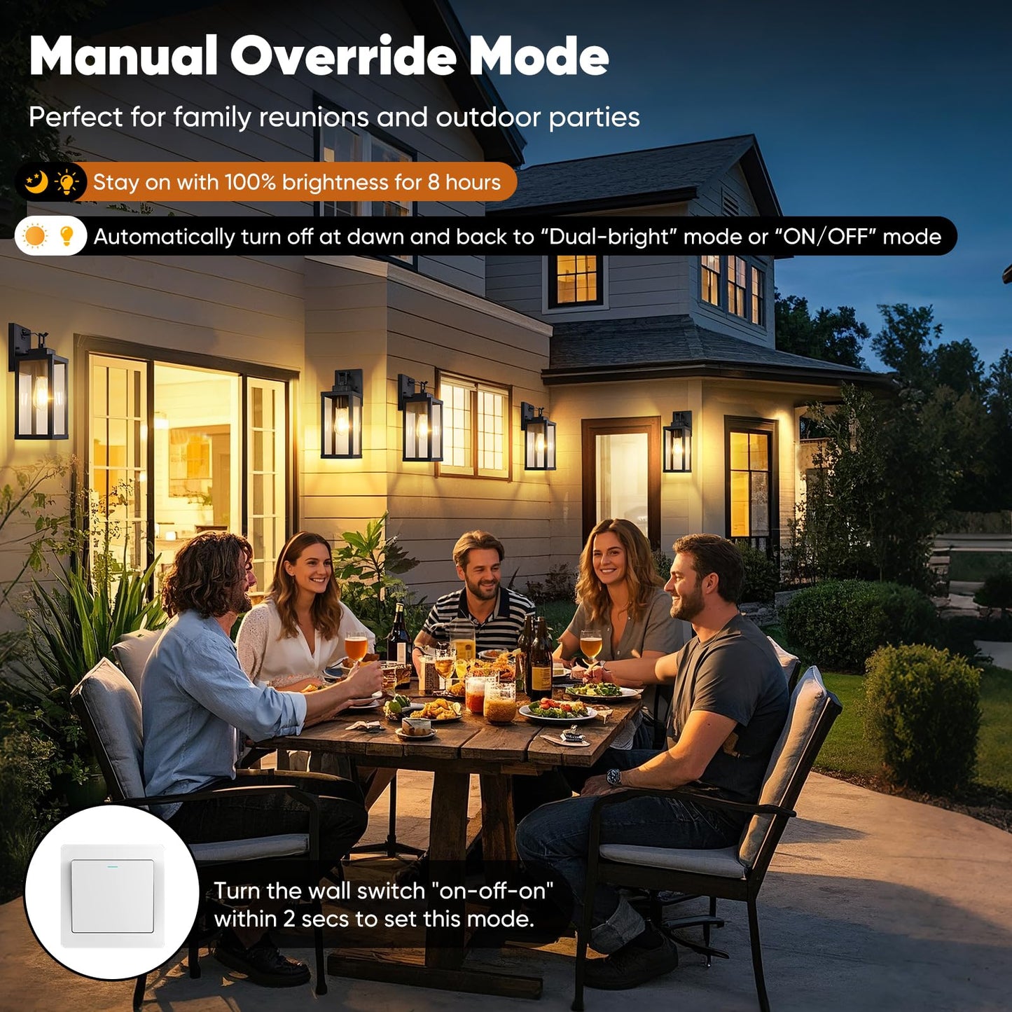 BesLowe Outdoor Wall Lights, 14·Motion Sensor, Dusk to Dawn, Black, Metal, Model A927S, 2-Pack