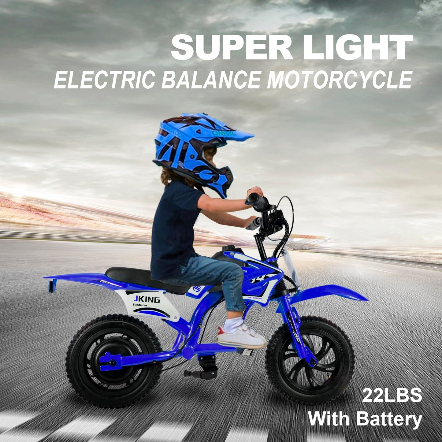 Kids Motorcycle,C6 Kids Electric Dirt Bike,12-inch 160W brushless Motor,3-Speed LCD Display,10 MPH Top Speed,LED Brushless Controller + Moto Sound，8 Miles Range,Blue