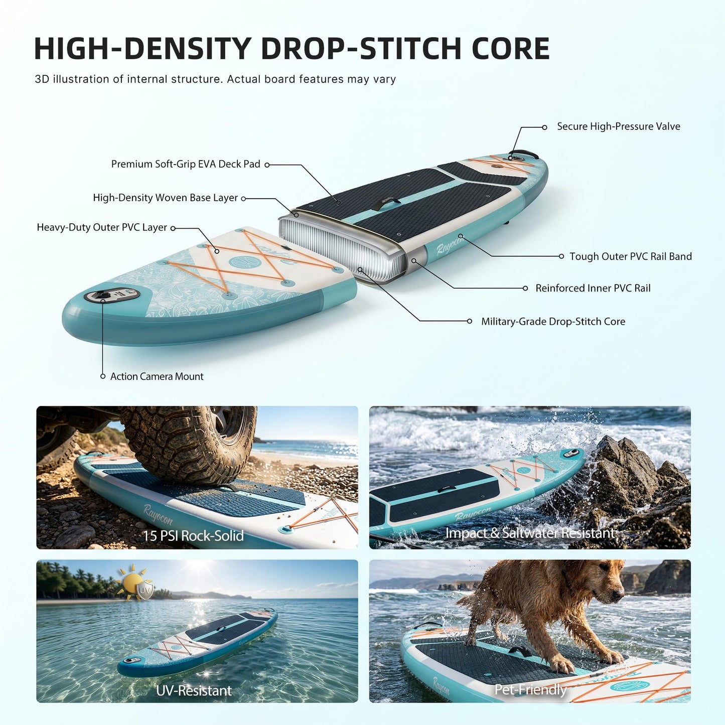 Inflatable Stand Up Paddle Board 11'×34" Extra Wide SUP, Ultra-Stable for Adults & Dog, 450lbs, Dual Chamber Pump, Fiberglass Paddle, Military Grade Dual Layer, Mystic Butterfly Design