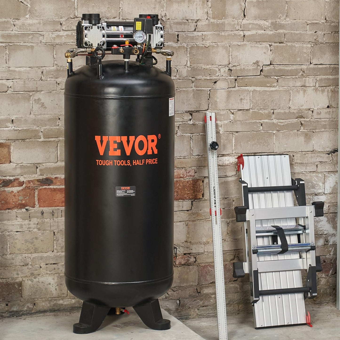 VEVOR 80 Gallons Air Compressor, 6.5HP 15.5SCFM@90 PSI Oil-Free Air Compressor Tank with 145PSI Max Pressure, 86dB Quiet Air Tank for Industrial Manufacturing, Air Brushing, Spraying (3-Phase Power)