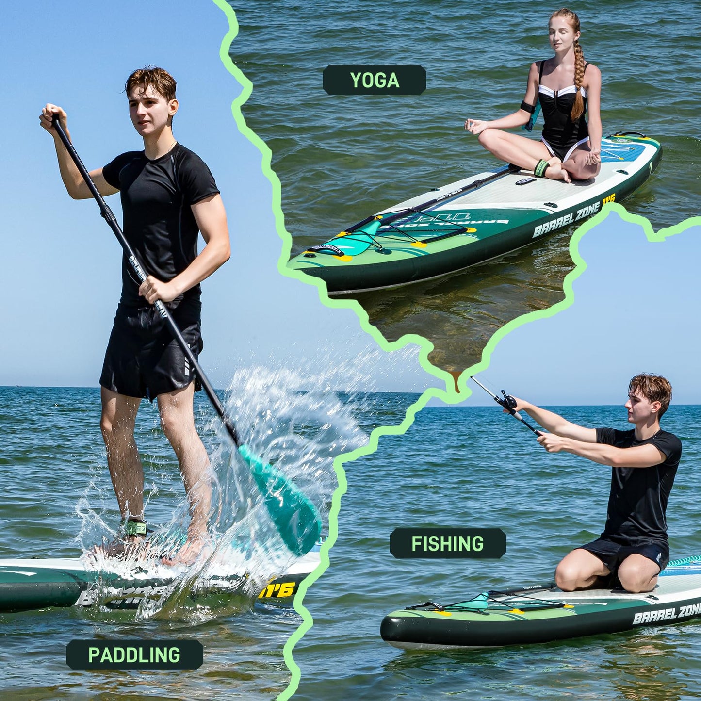 TIDETREK 11'6" Inflatable Stand Up Paddle Boards, Premium SUP Accessories, Non-Slip Comfort Deck for Youth & Adults (Coastal Sage)