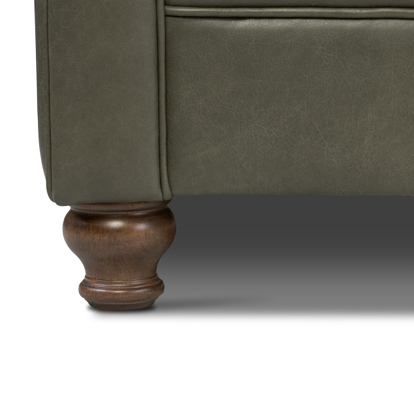 Poly & BARK Lyon Leather Couch - 87.4 Inch Sofa - Full-Grain Leather Sofa for Living Room with Feather-Down Topper - Living Room Couch - Vintage Italian Leather in Olivine Green