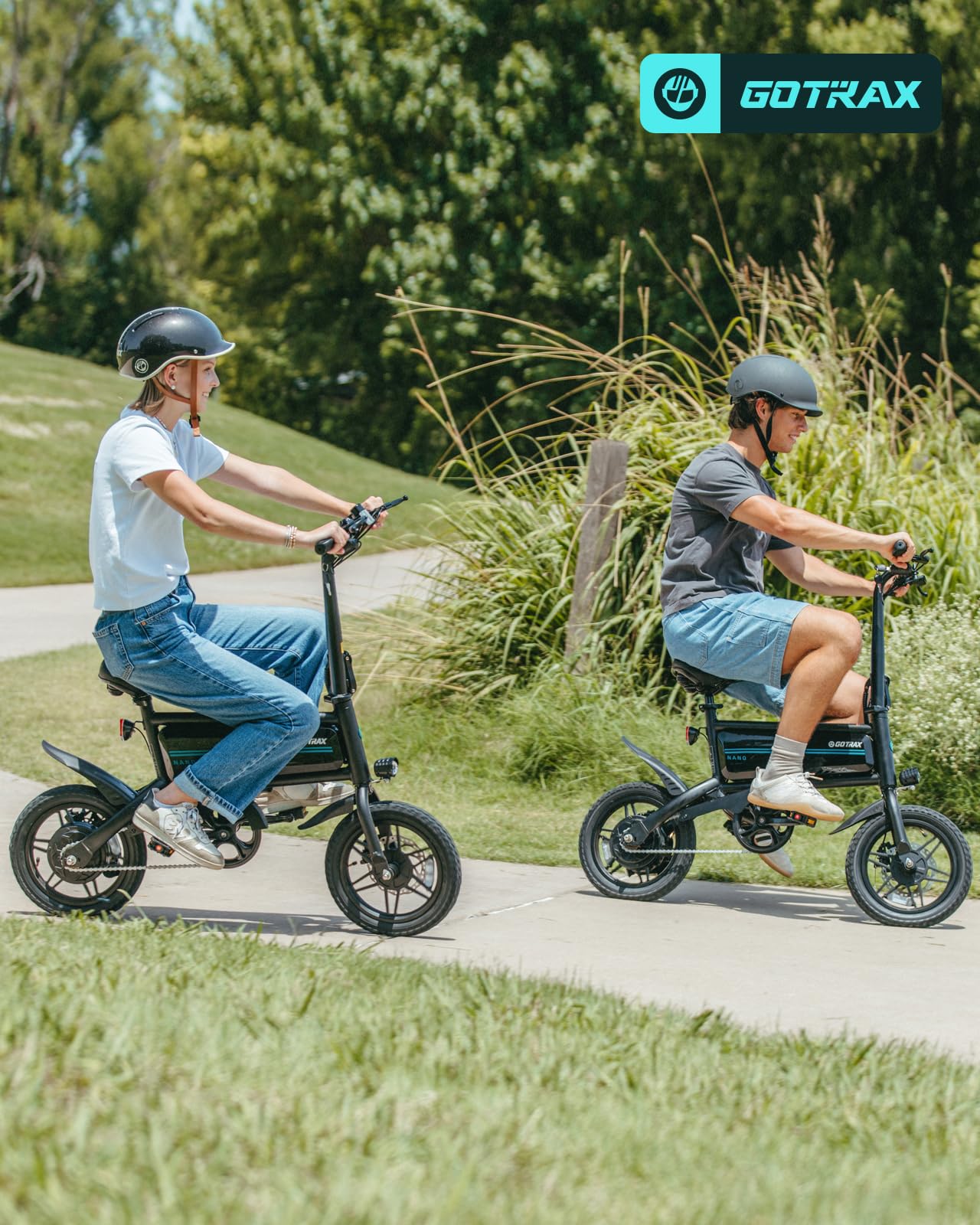 Gotrax Nano 14" Folding Electric Bike, Max Range 25Miles(Pedal-Assist) & Max Speed 15.5Mph, Power by 350W Motor, Adjustable Seat & Dual Fenders, Commuter Electric Bicycle for Adults White