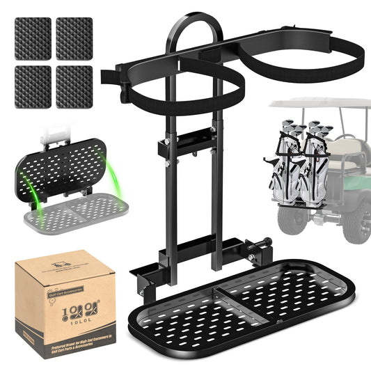 10L0L Universal Foldable Golf Cart Rear Seat Bag Holder Compatible with Yamaha/EZGO/Club Car, Fits Safety Grip Bar Maximum Wide 8in, No Drilling, Space Saving (New for 2026)