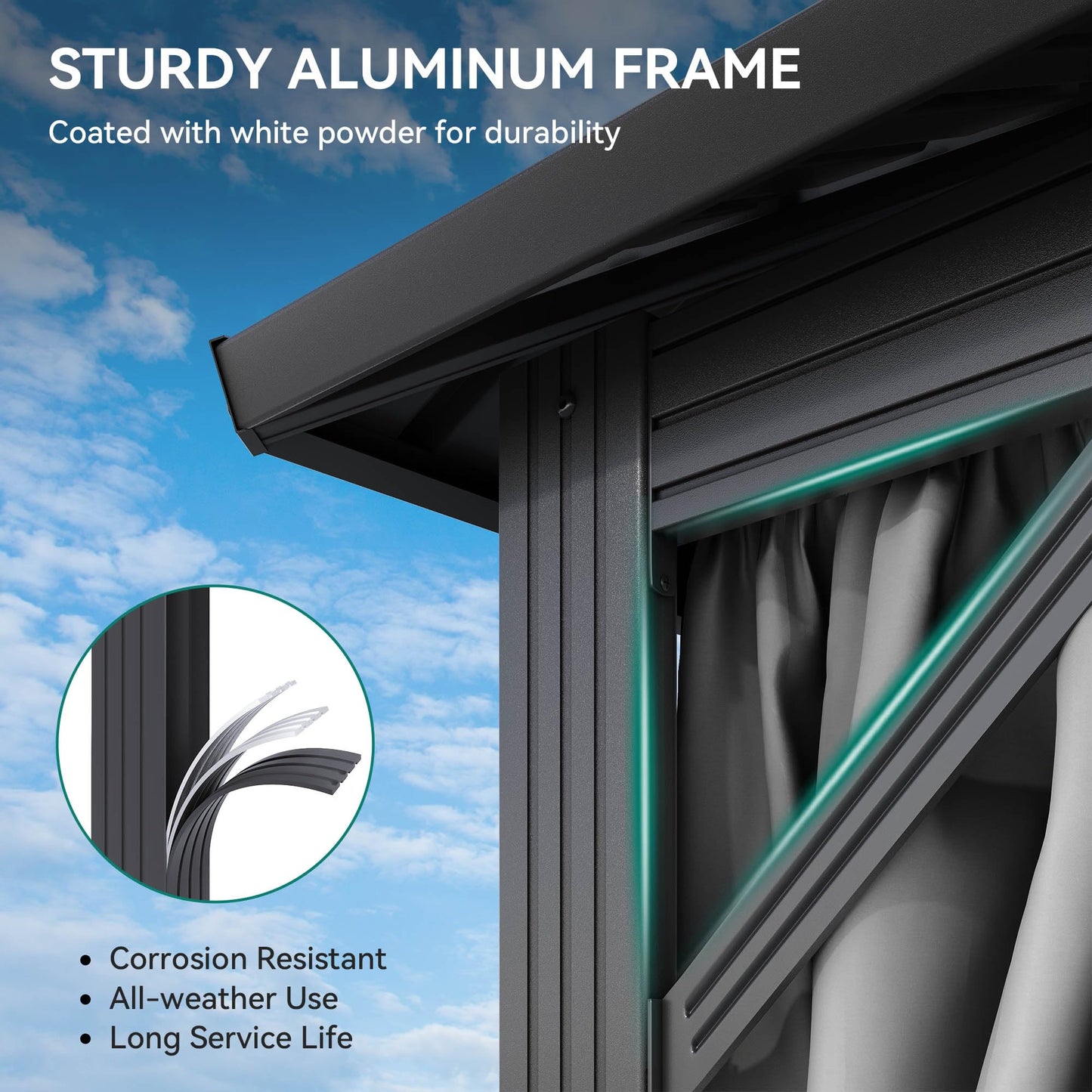 YITAHOME Hardtop Gazebo Aluminum Pillar Double Roof Canopy Galvanized Iron Steel Top Garden Tent Curtains Netting for Patios Backyards Decks Lawns, Gray, 12X18FT