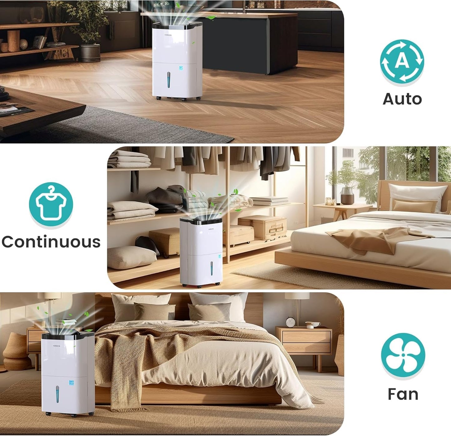 Kesnos 150 Pints 2025 Energy Star Dehumidifier for Home & Basement with Drain Hose, Ideal for Large Spaces up to 7,500 Sq. Ft., Featuring Auto Defrost & Self-Drying Function