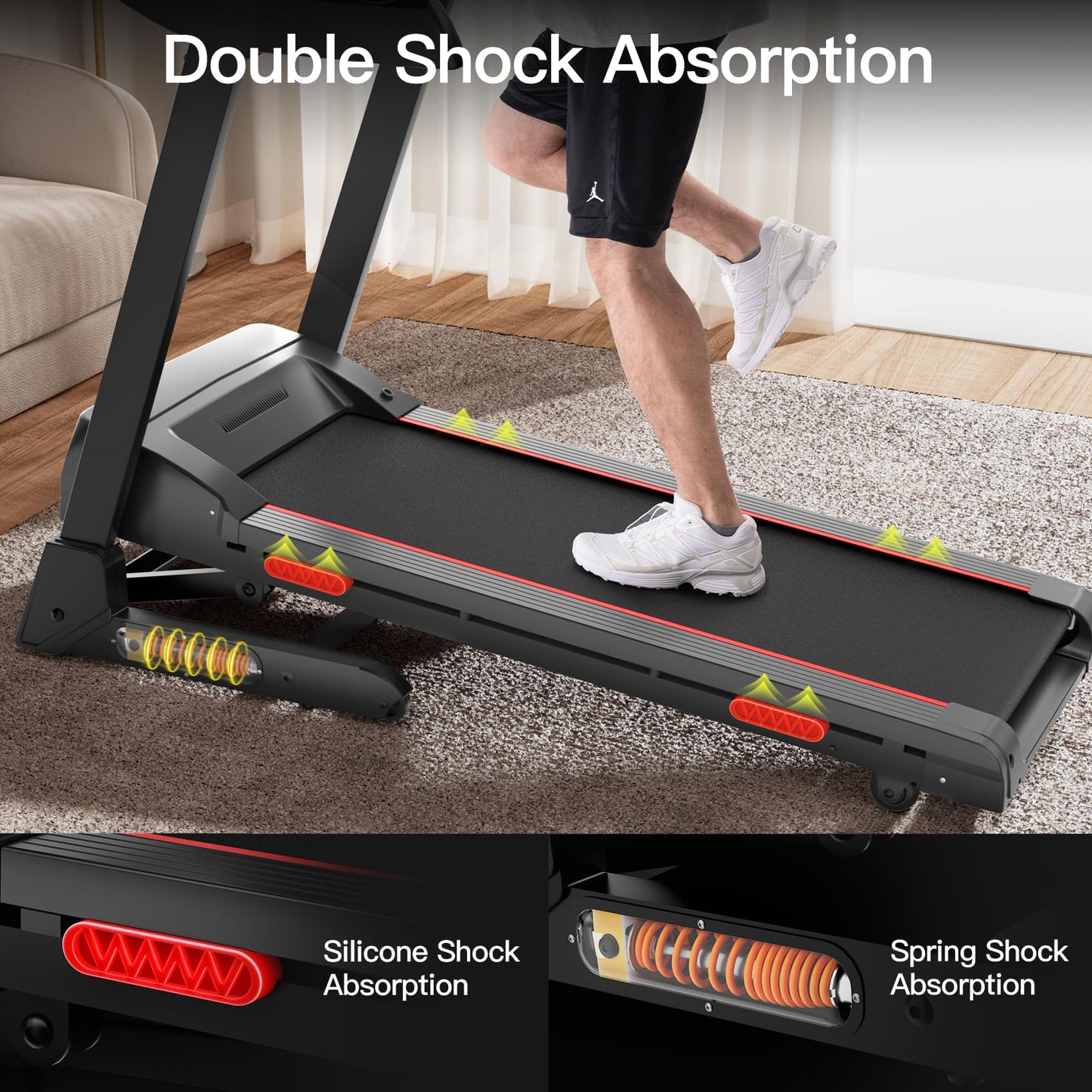 UMAY Foldable Treadmill with Auto Incline, Quiet Treadmills for Home, 12 Preset Programs, 3.0 HP, 9 MPH, 300lbs Capacity