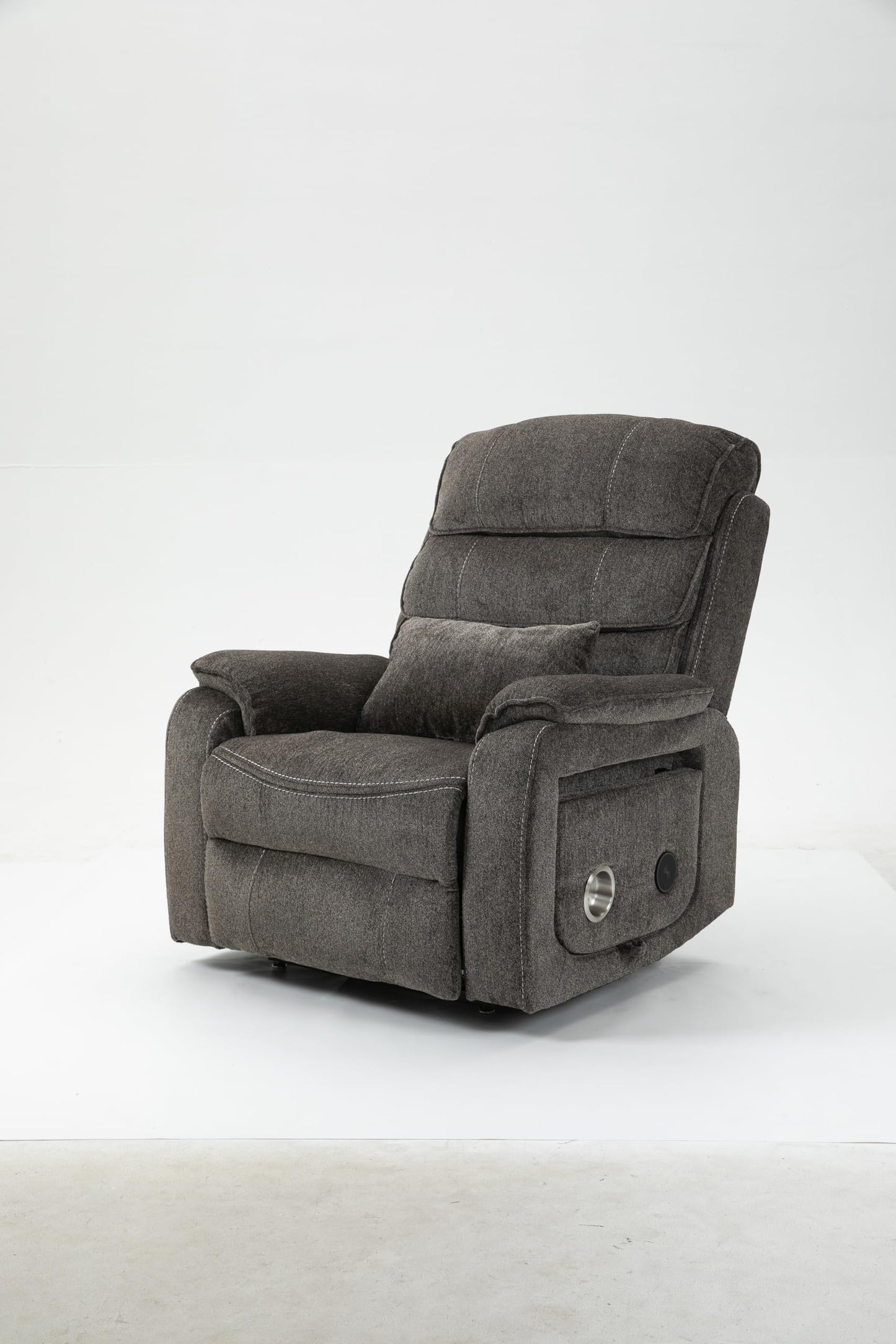 Ball & Cast Lift Recliner Chair with Sides Pockets,Lounge Relax Single Sofa W/Maximum Adjustable Tilt 180 Degrees and Multi-Function Massage & Heat,Armrests W/Cup Holder,for Living Room,Light Brown