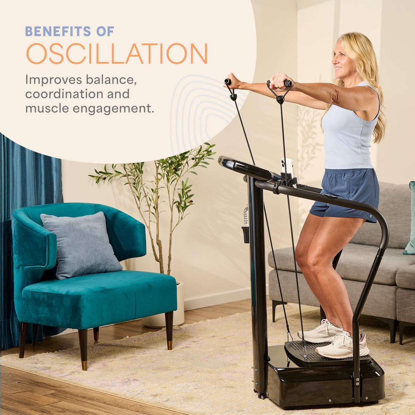 Lifepro Rhythm Vibration Plate Exercise Machine — 99 Speeds & Heart Rate Monitor Whole Body Vibration Platform Machine for Lymphatic Drainage with Handles — Standing Vibrating Platform for Home Gym