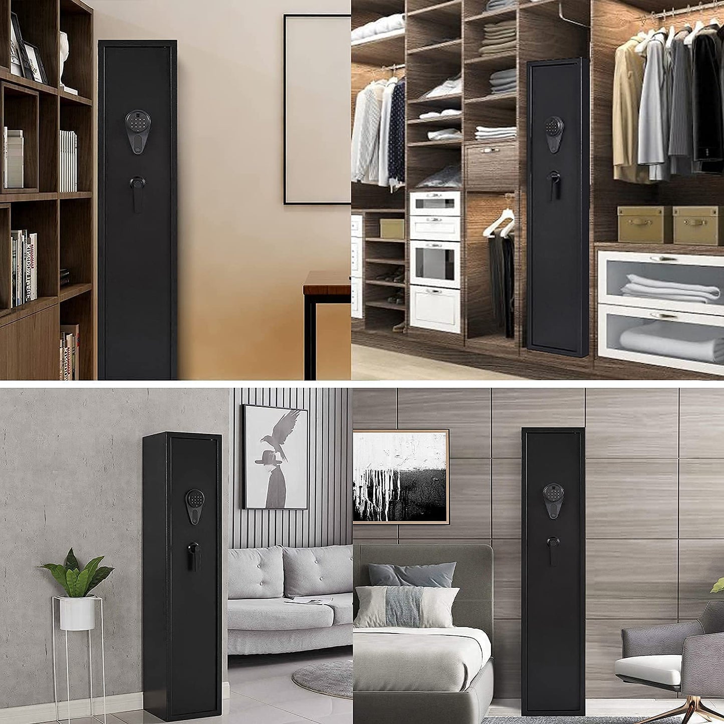 Kaer 4-5 Gun Safe,Gun Safe for Rifles and Pistols,Long Rifle Safe for Home,Gun Cabinet for Rifles and Shotguns with Fingerprint/Digital Keypad/Removable Shelf No Assembly Needed