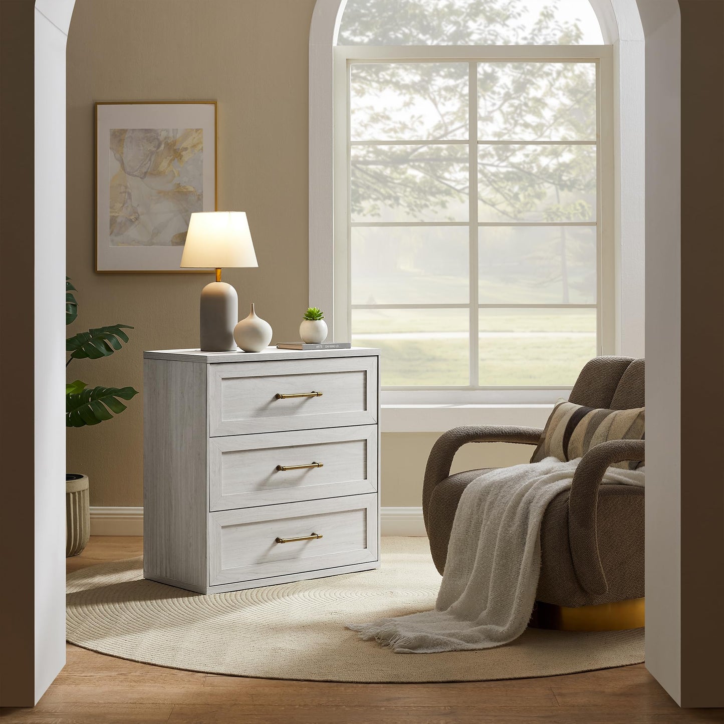 ACCOHOHO White Nightstand, 30" Tall Side Table with 3 Drawers, Oversized Extra Large Bedside, Modern Wood End Table, Storage Night Stand for Bedroom, Living Room