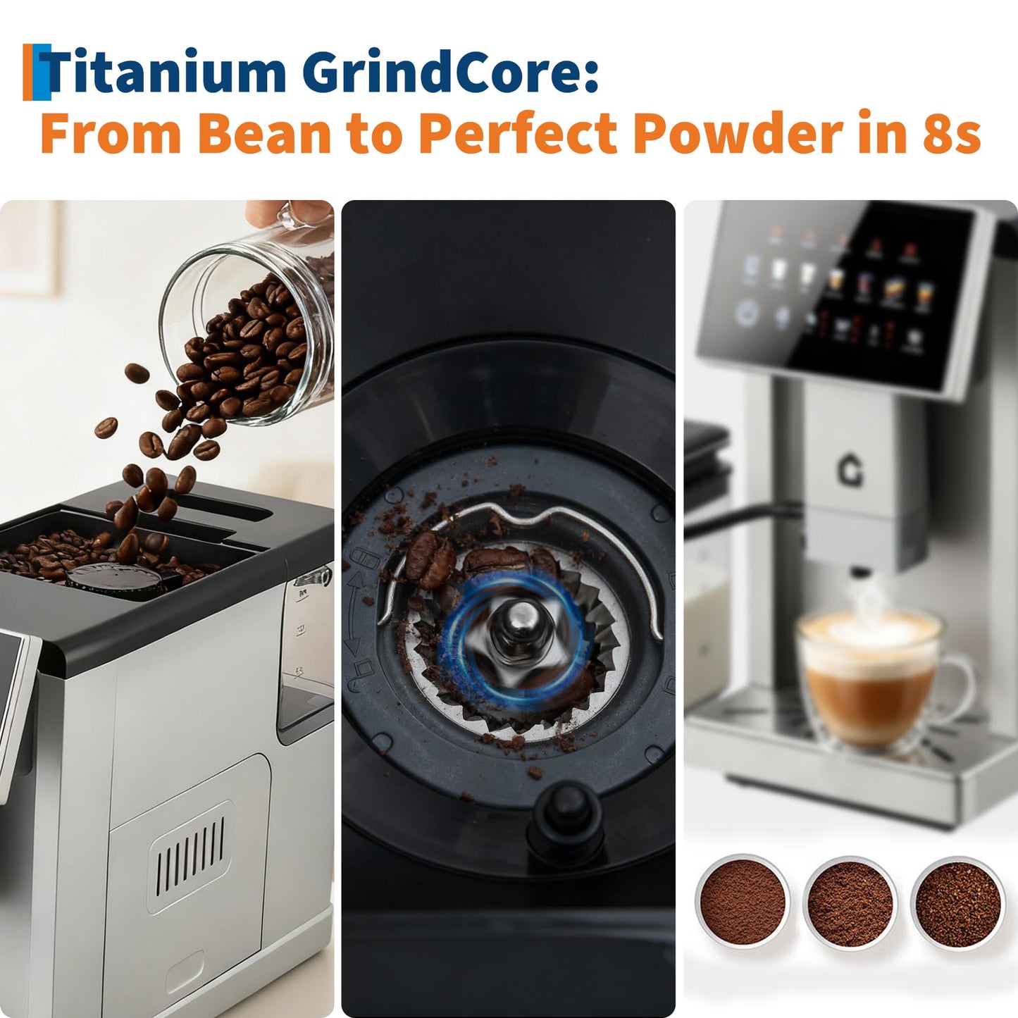 3rd-Gen Espresso Coffee Maker with Milk Frother - Removable Brewer/Grinder, Adjustable Coarseness/Flavor, 3-Level Coffee/Milk Volume, Detachable Milk Tank for Home Baristas, Silver Spray Paint