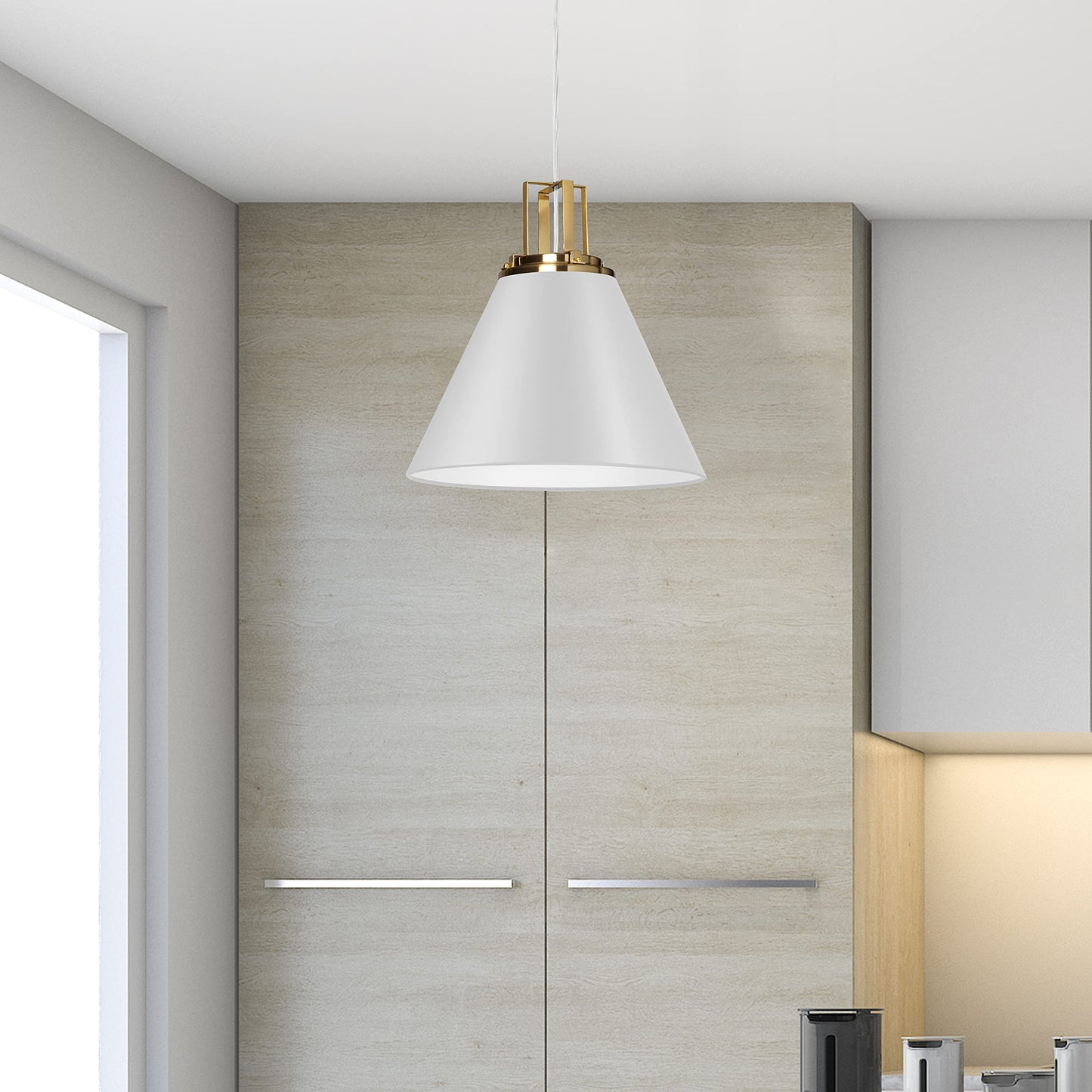 Dainolite Pendant Light SNS-141P-MW-AGB Matte White Finish