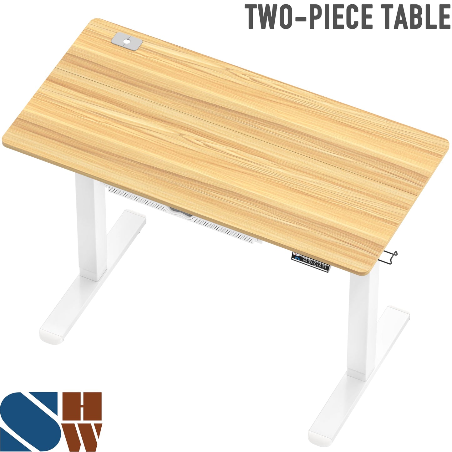 SHW 48-Inch Electric Height Adjustable Standing Desk with Drawer, Memory Preset and Cable Management Tray, Oak