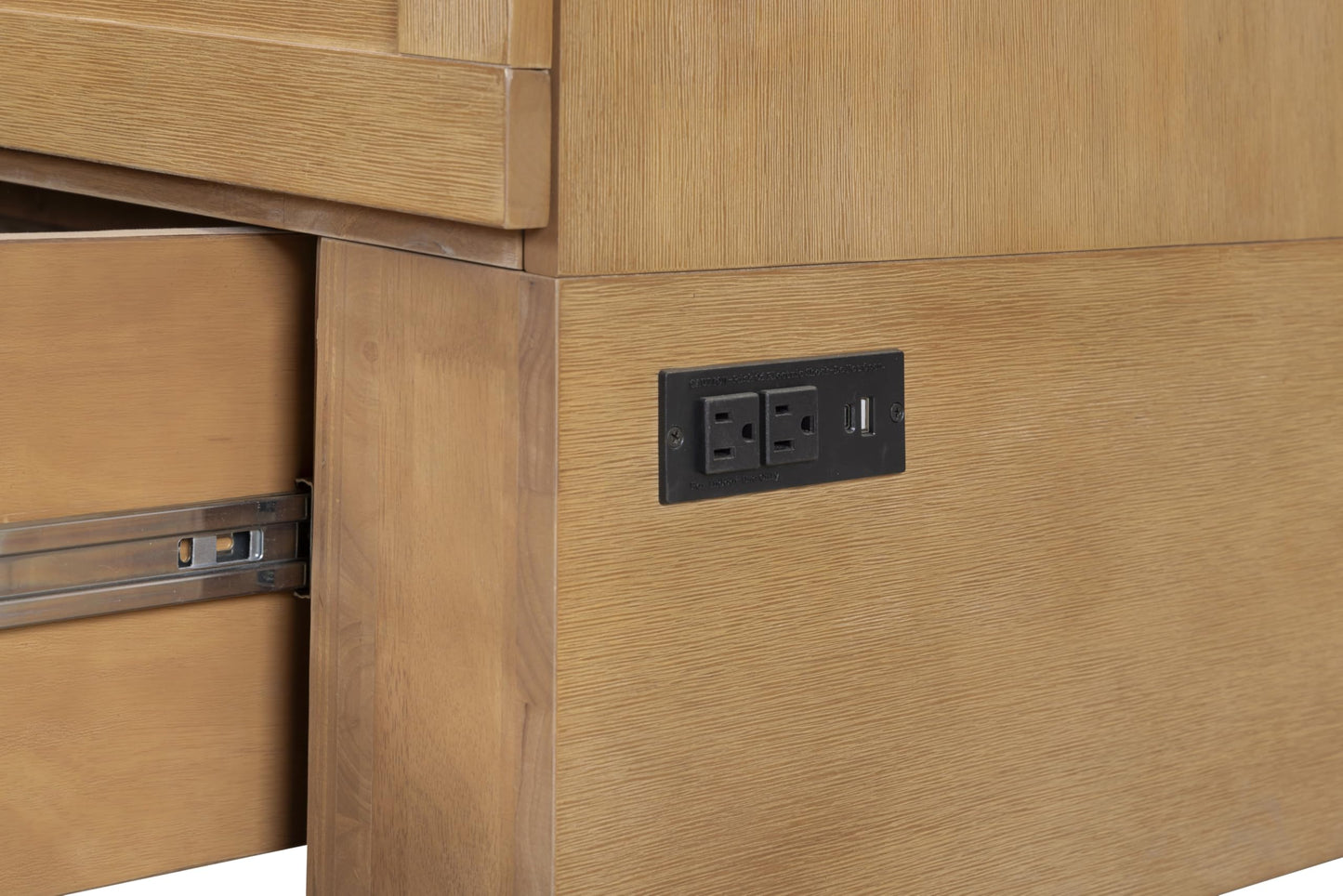 Mega Solutions Breeze Murphy Cabinet Chest Bed with Charging Station 6 Inch, Queen (Light Oak)