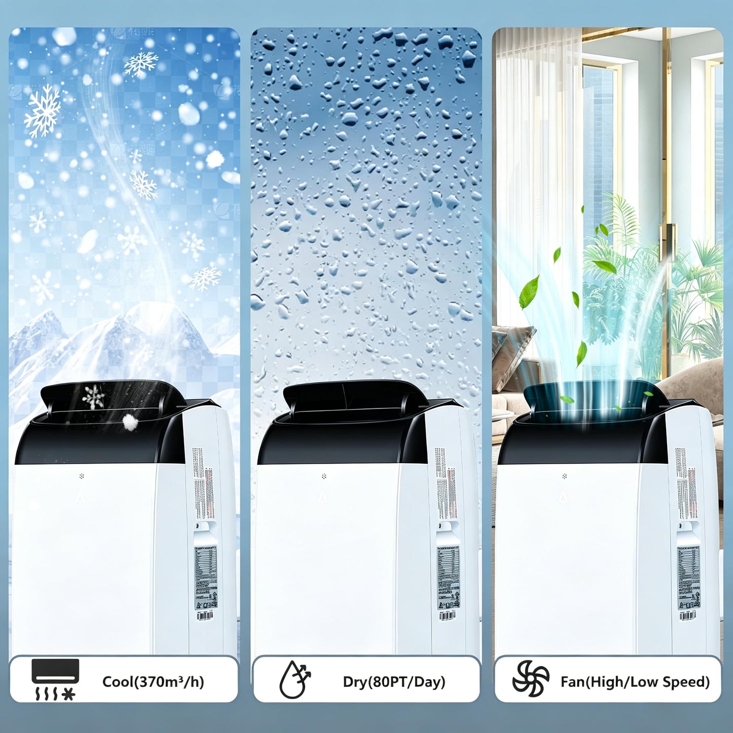 GarveeHome Portable Air Conditioner 12000 BTU, 3-in-1 AC Unit with Cool, Fan, Dehumidifier for Rooms Up to 550 Sq.ft, Ultra Quiet 48dB Portable AC with Window Kit, Remote, 24H Timer, Self-Evaporation