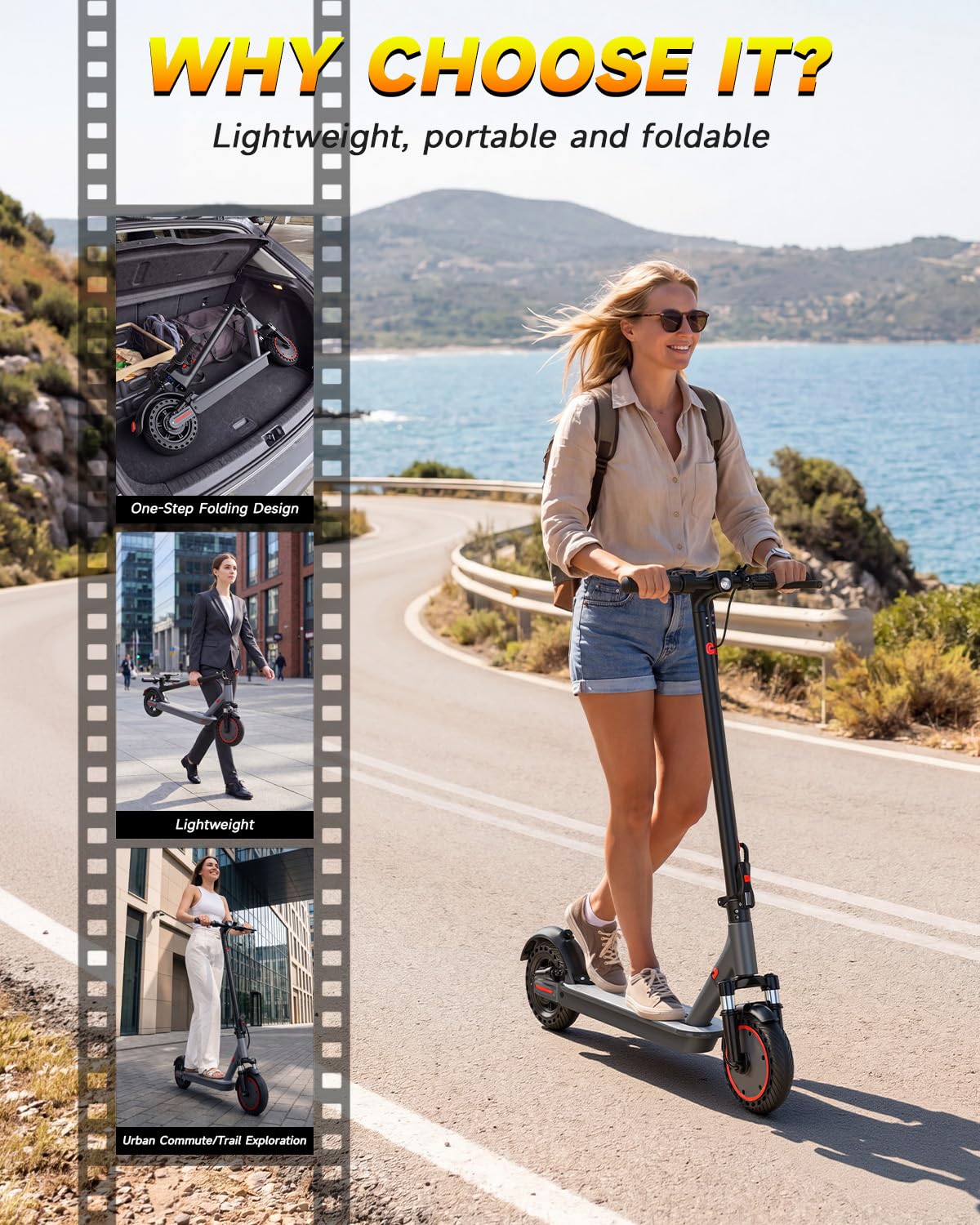 VOLPAM 10''/11''Electric Scooter with Dual Suspensions, 19/22MPH, 500W/800WMotor, 60/40/31/23Miles Long Range, Dual Braking, Max Load 264 lbs