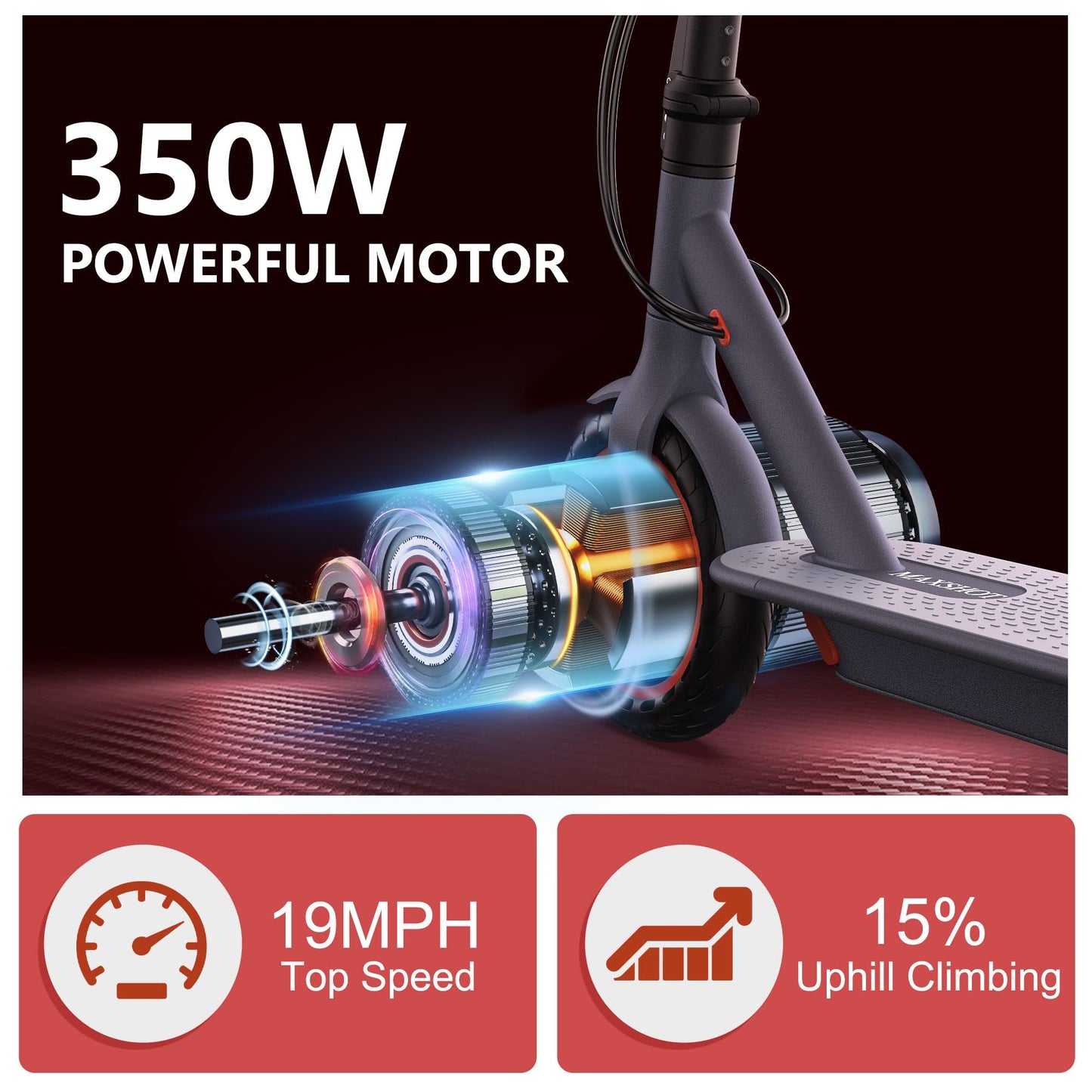 MAXSHOT Electric Scooter for Adults, 8.5/10/14" Tires, 19/22Mph, 350W/500W Motor, 21-28 Miles Range, Folding E-Scooter with Dual Suspension,APP Contro