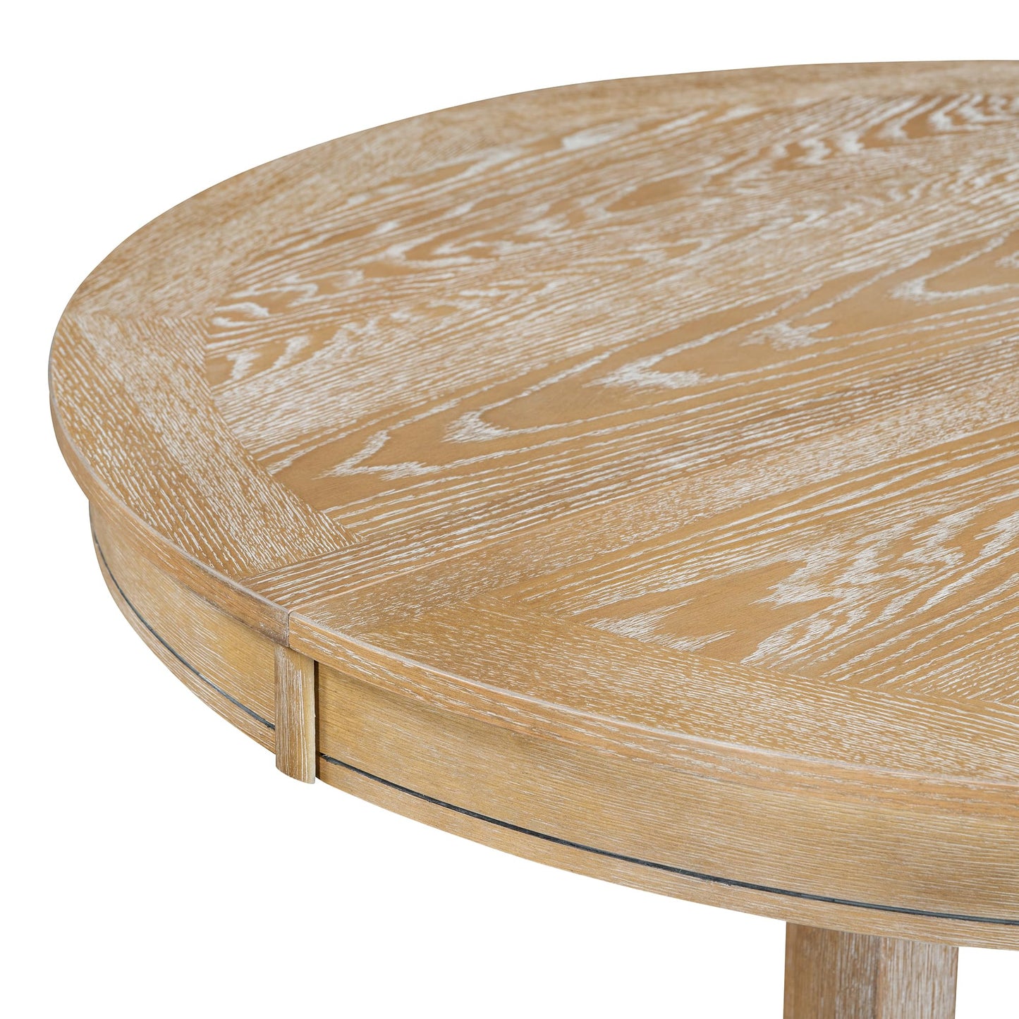 Mid-Century Modern Functional Extendable Round Dining Table with 14" Leaf,Oval Extendable Wooden Dining Table W/Natural Wood Grain Variation