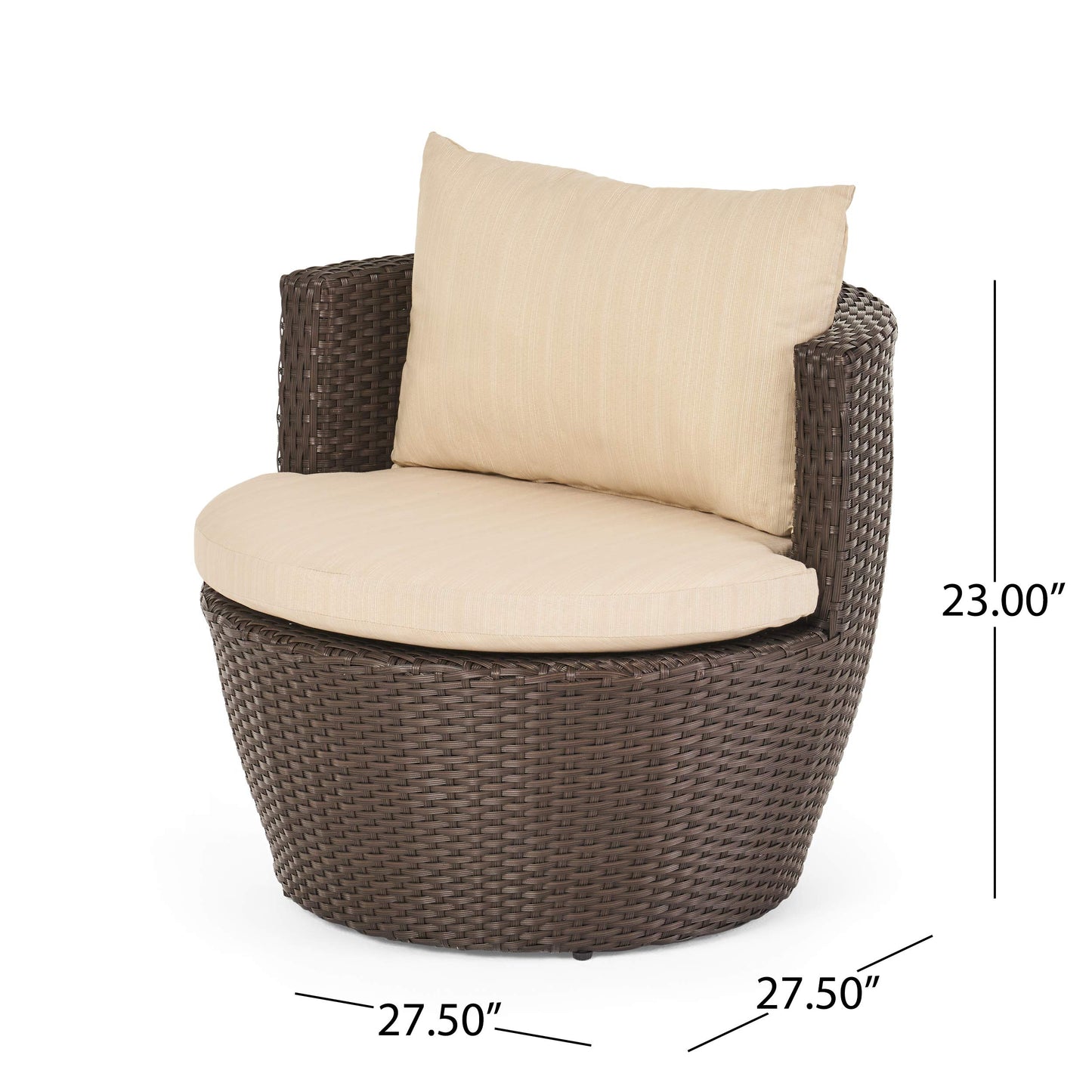 Christopher Knight Home Kono PE Wicker Chat Set, 3-Pcs Set, Brown