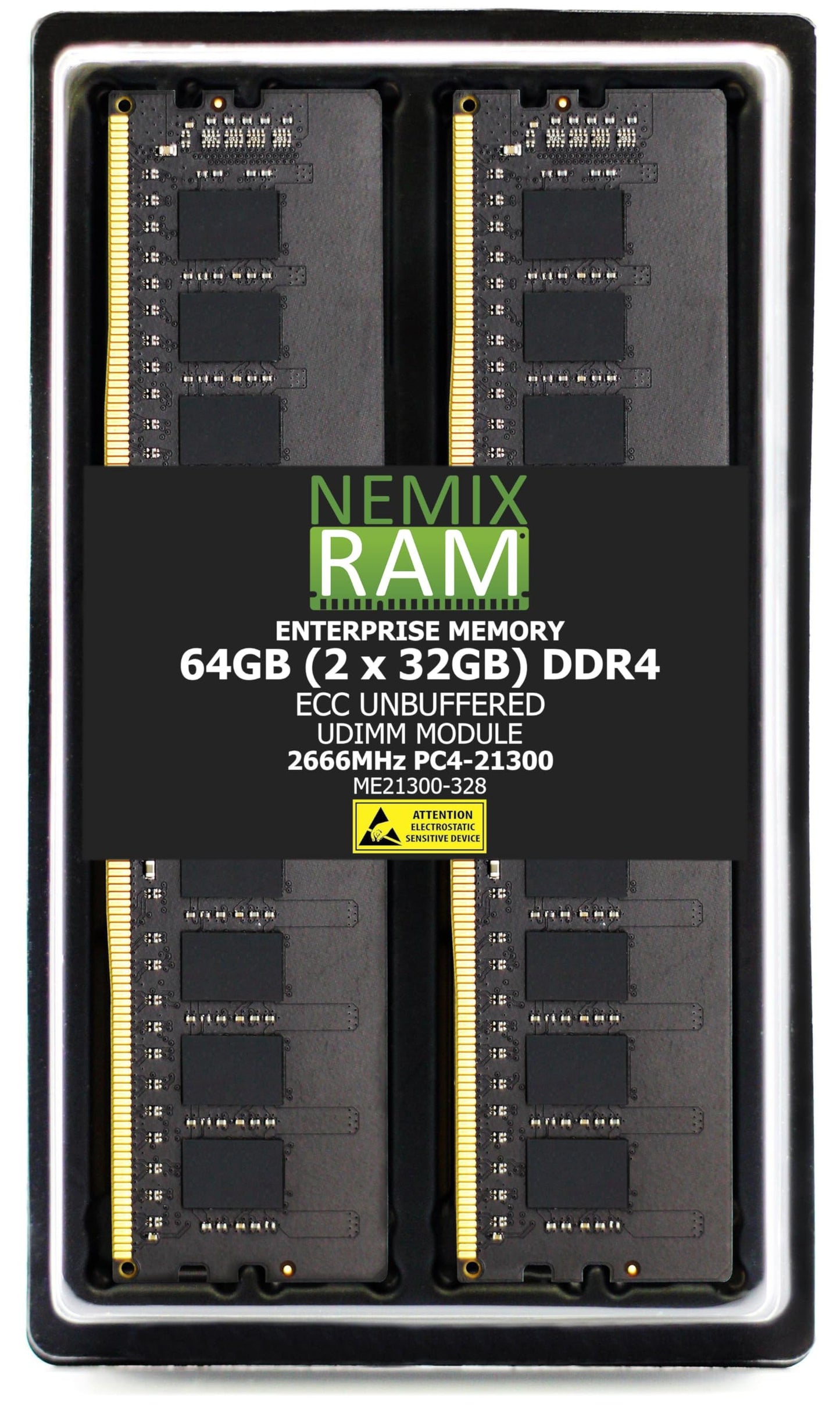 NEMIX RAM 64GB (2X32GB) DDR4 2666MHz PC4-21300 2Rx8 1.2V CL19 288-PIN ECC Unbuffered UDIMM Memory KIT Compatible with Dell PowerEdge R350 Rack Server