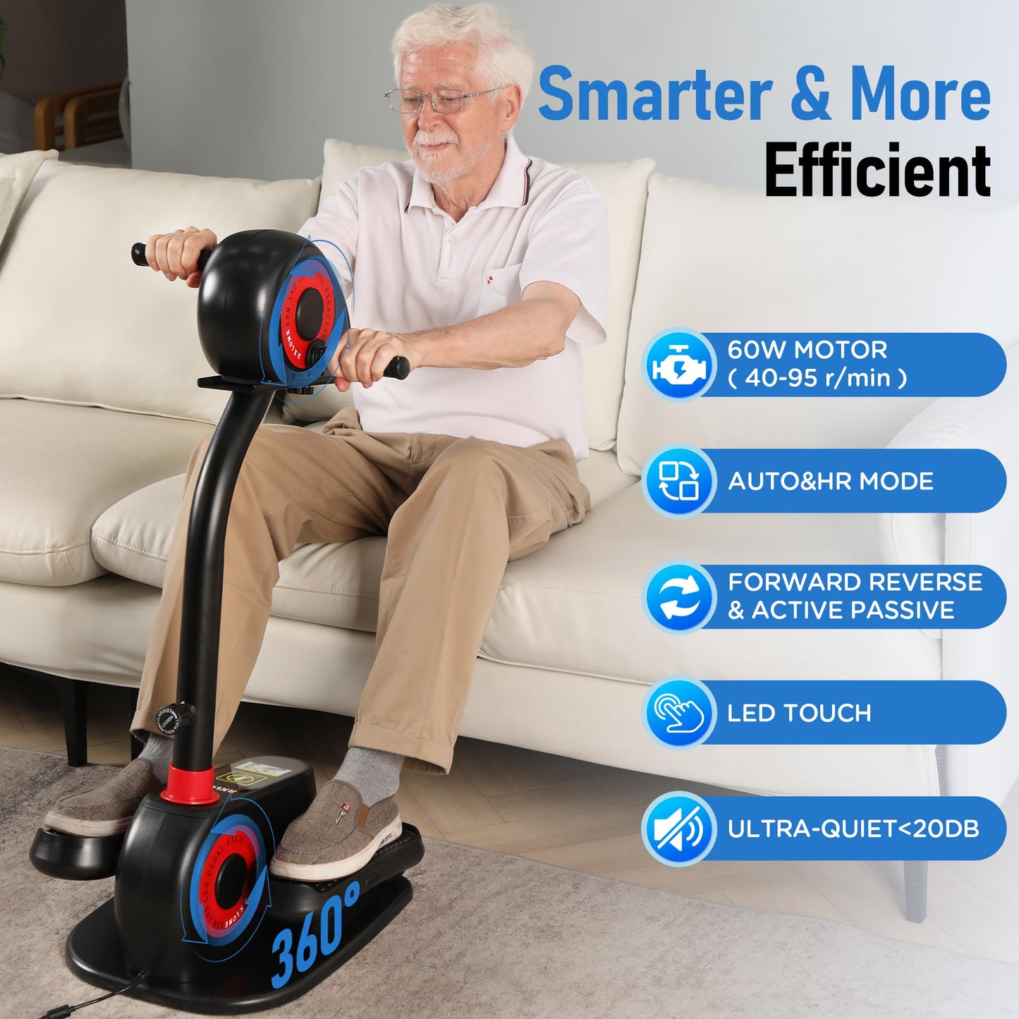 2026 New Upgrade Elliptical Exercise Machine,Low-Impact Motorized Pedal Exerciser | Home Recovery Bike for Arm & Leg Ability and Relax,Upper Lower Limb Trainer for Seniors | With Pedal Straps & Gloves