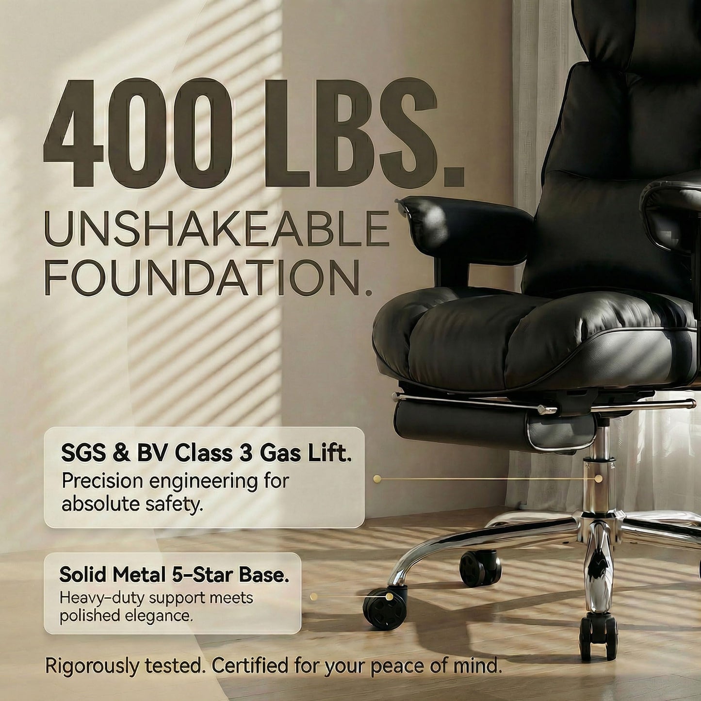 Efomao Big and Tall Office Chair 400LBS - Pink Heavy Duty Executive Office Chair with Footrest, Home Office Desk Chair, Wide Computer Chair for Heavy People