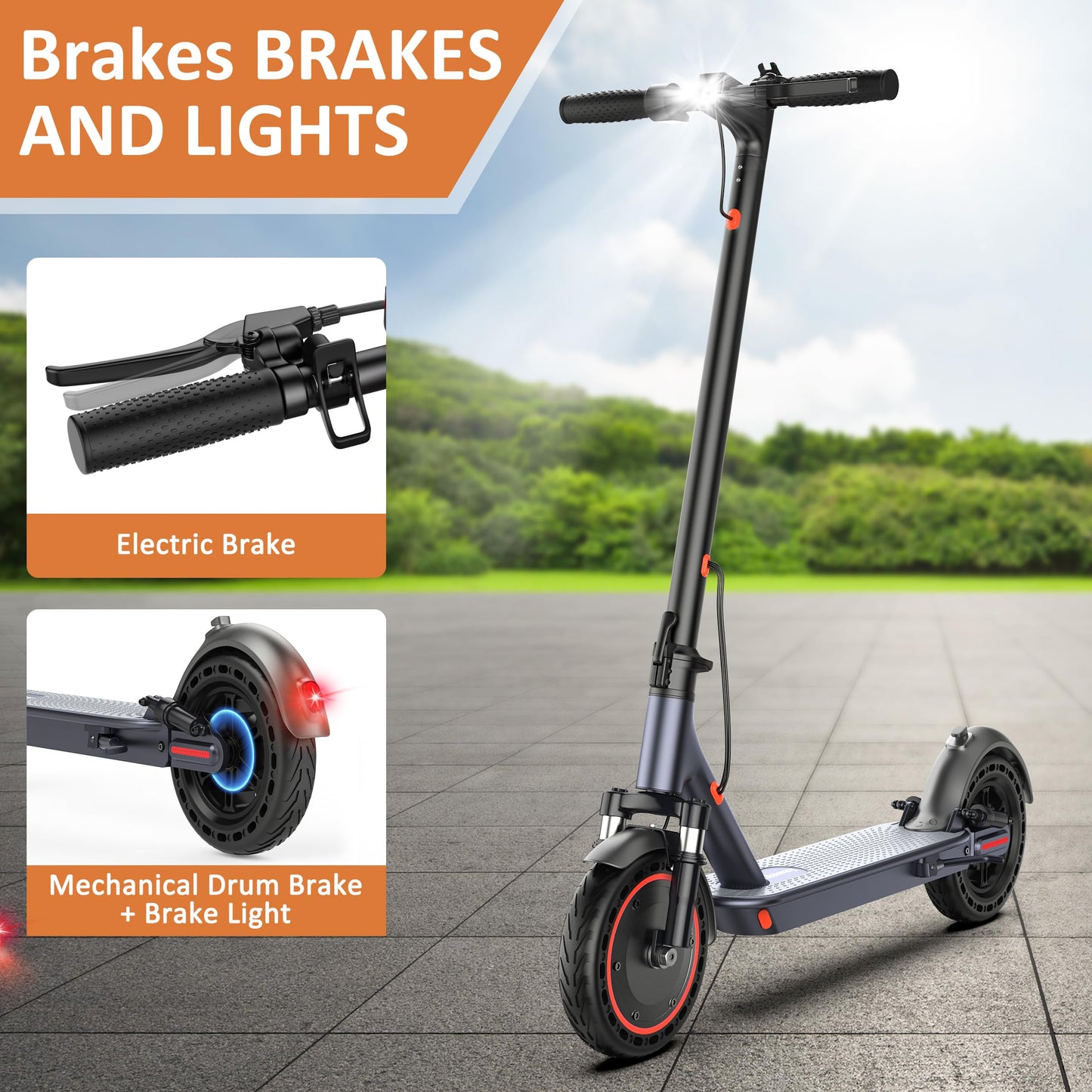 Qlaway 10" 500W Double Shock Sbsorption E Scooter for Adults 22 MPH Sport Escooter, Electric Scooter Up to 22 Miles Range, Bearing 265 LBS/APP Control-Red