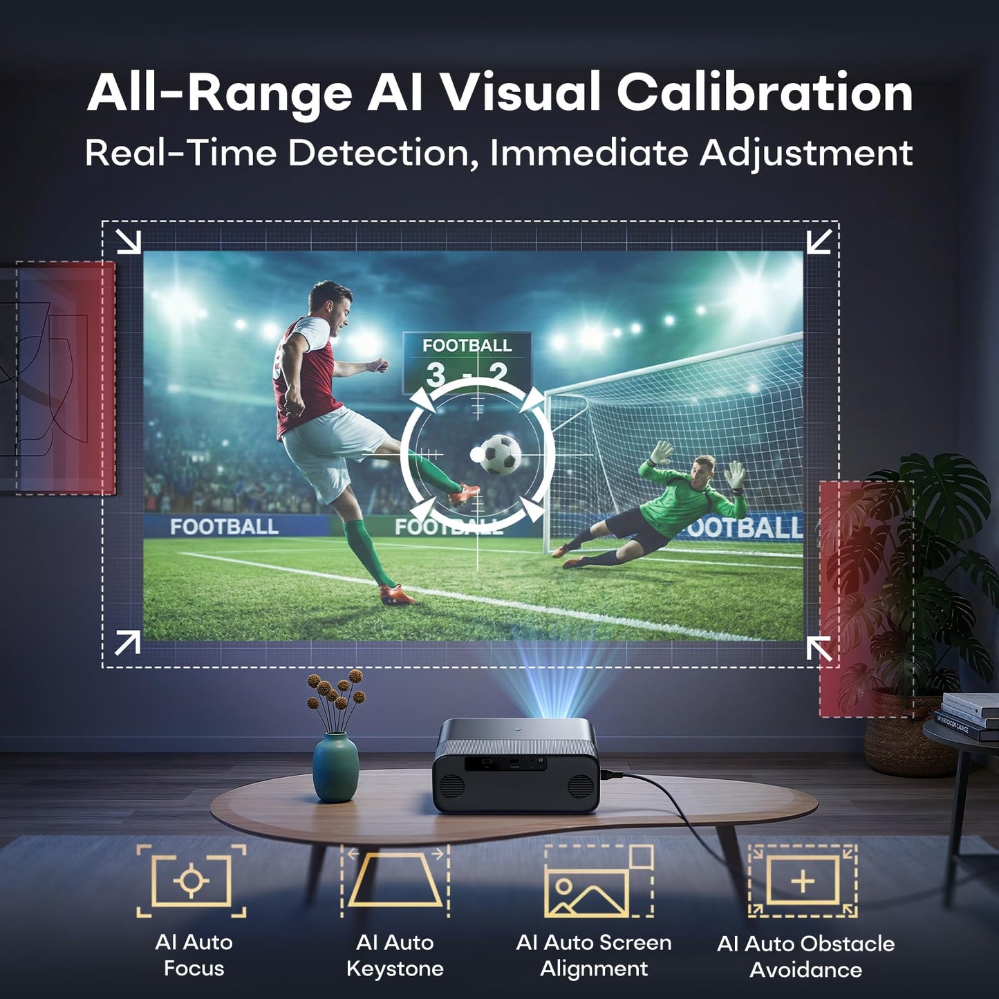 Google TV 4K Projector – Portable Smart Projector with WiFi and Bluetooth, Outdoor Movie Projecteur with Dual 10W Speaker, Autofocus & 6D Keystone, 1500 Lumens, HDR, Home Theater Proyector,Boldever H1