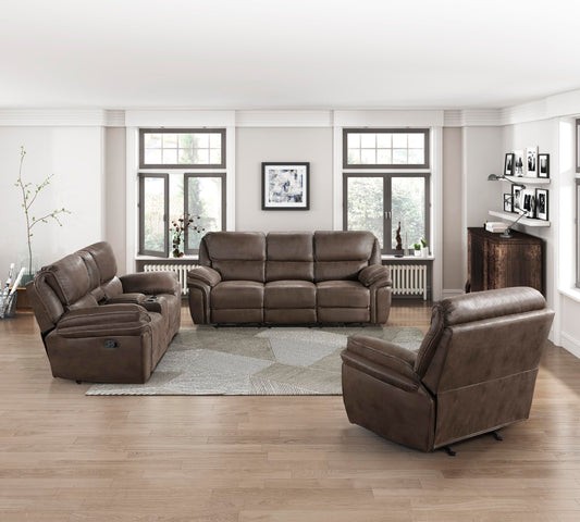 Lexicon Dorritt Manual Reclining Living Room Sofa Set, 3-Piece, Brown