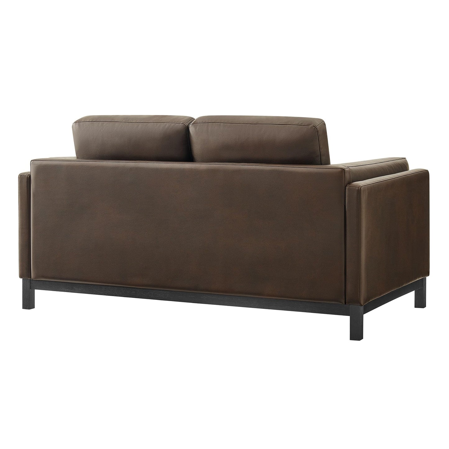Modway Roscoe 63 Inch Vegan Leather Loveseat in Espresso - Comfortable Faux Leather 2 Seater Couch for Living Room, Apartment, or Office Seating