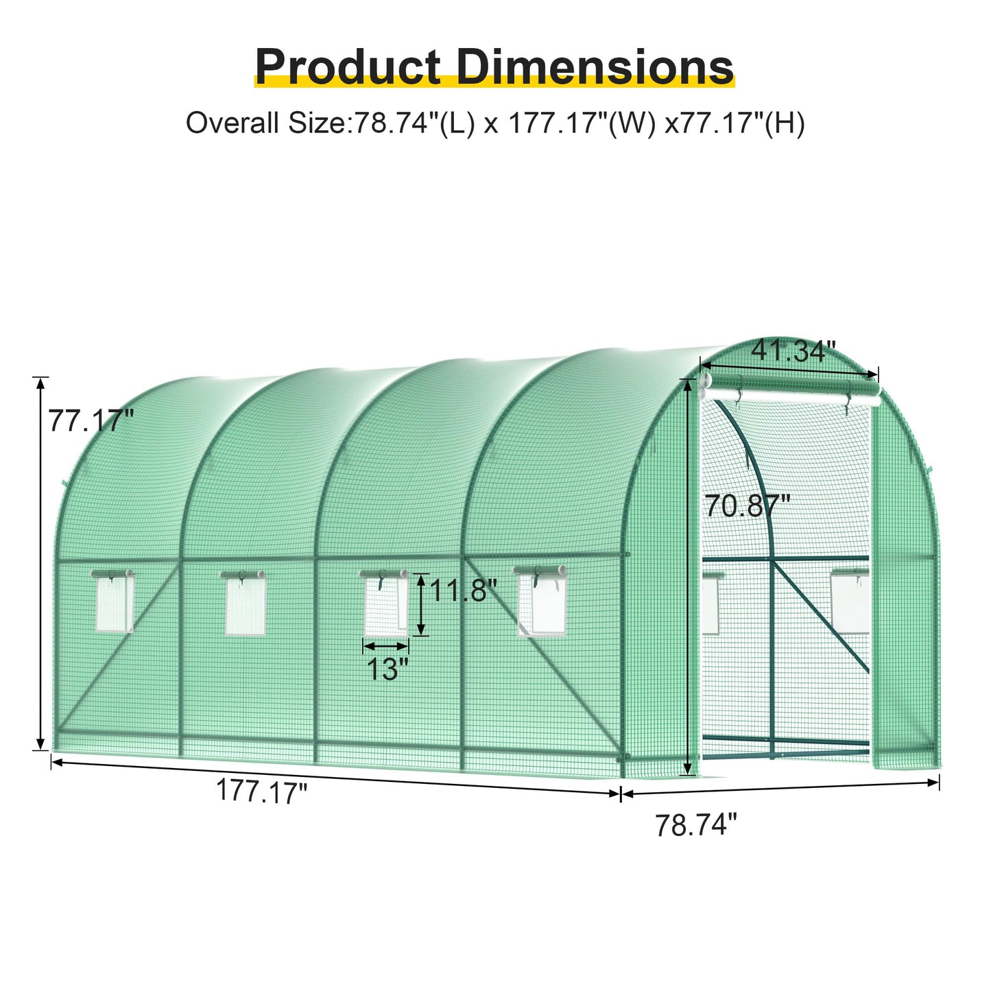GOJOOASIS Greenhouse with Water System Outdoor Green House for Outside Winter Heavy Duty Large Walk-in Tunnel Portable Greenhouses for Backyard Plants Shed (15'x7'x7' w/ Irrigation System)
