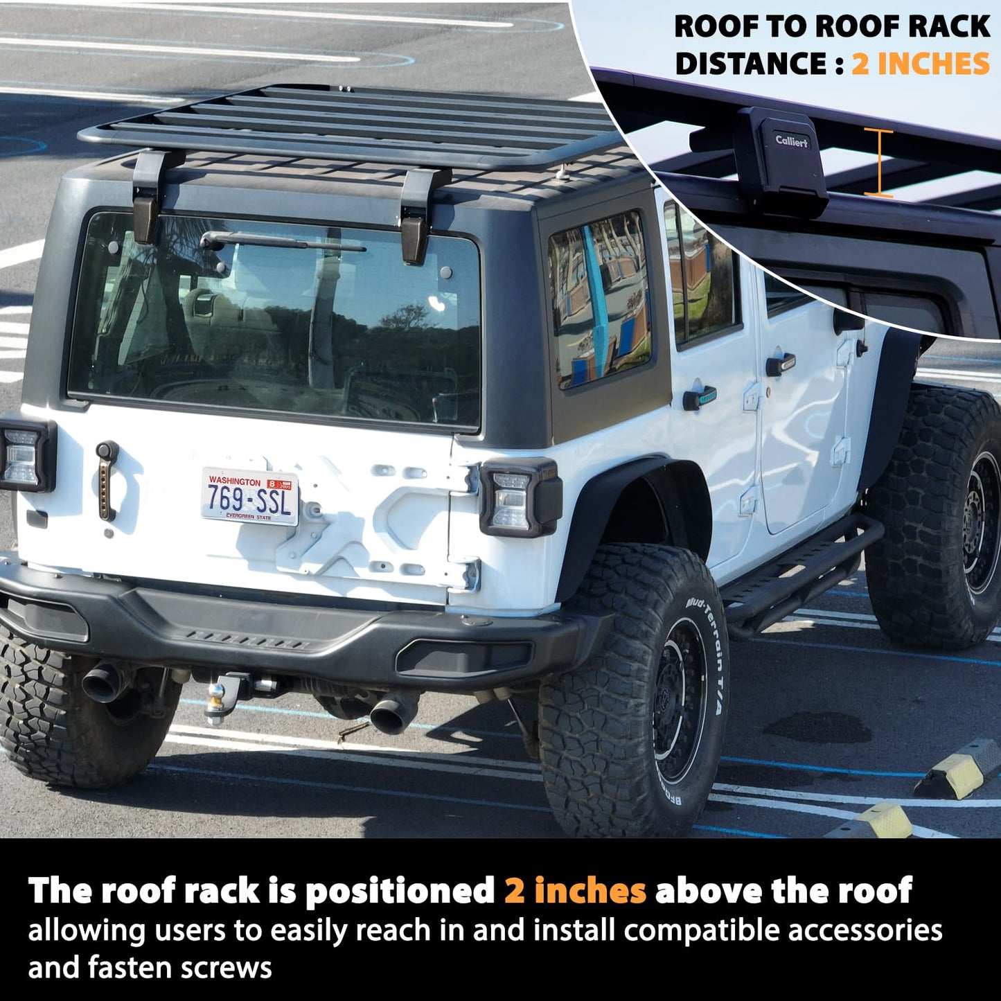 CALLIERT Half Roof Rack Aluminum Cargo Basket 400lb Capacity for 07-18 JK