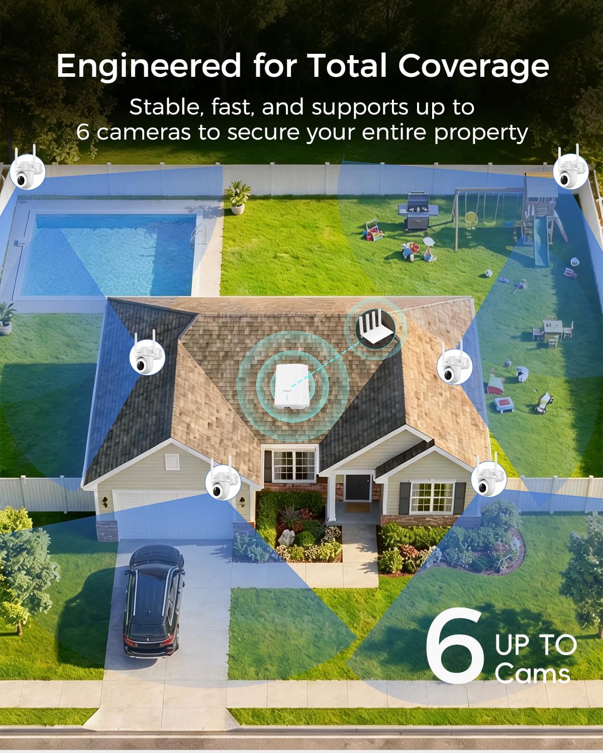 MUBILIFE 4K Ultra HD Solar Security Cameras Wireless Outdoor, No Subscription Required, Home Security Cameras System with 360° Auto Tracking, Color Night Vision, 2.4&5GHz WiFi, Easy Setup, 4-Cam Kit