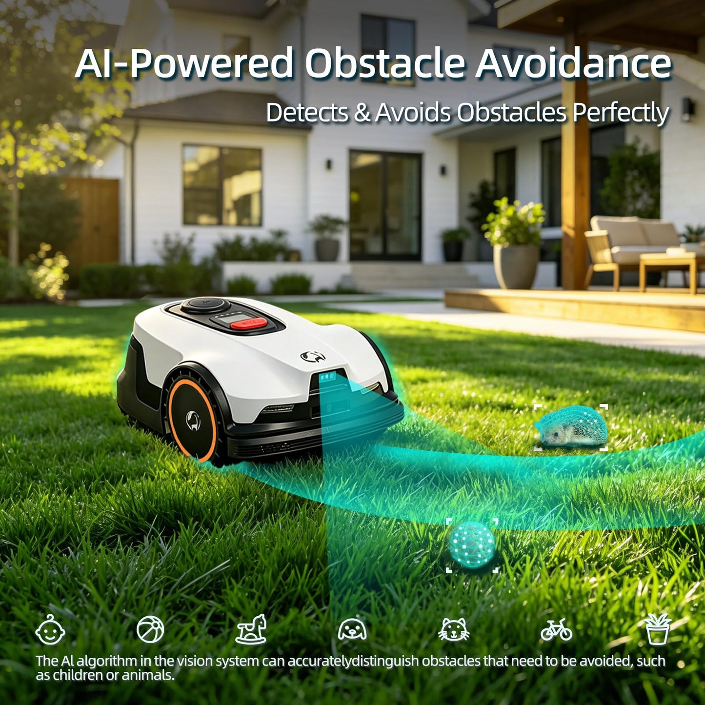 Proudeer DW3000 Wireless Robotic Lawn Mower, GPS RTK & AI Vision Navigation, up to 0.8 Acre Robot Mower with 3D Obstacle Avoidance, Auto Height, IPX6 Waterproof for Smart Home Yard Care