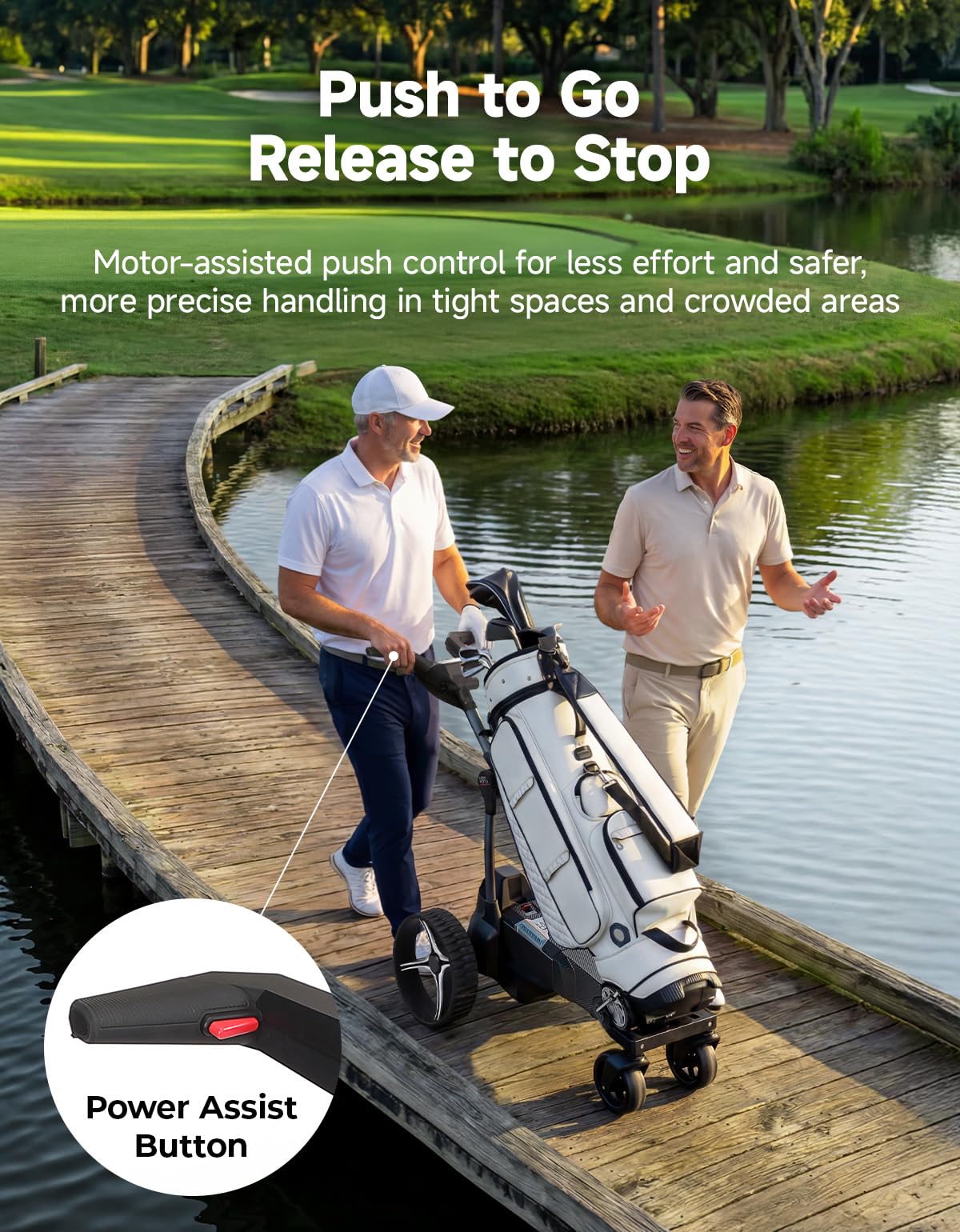 KEMIMOTO ApexAI Electric Golf Caddy that Follows You, 492 FT Remote Control, Power Assist Mode, Dual 240W Motor, 36-Hole Battery, IPX5, Compact Folding w/USB-C, Drink & Umbrella Holder