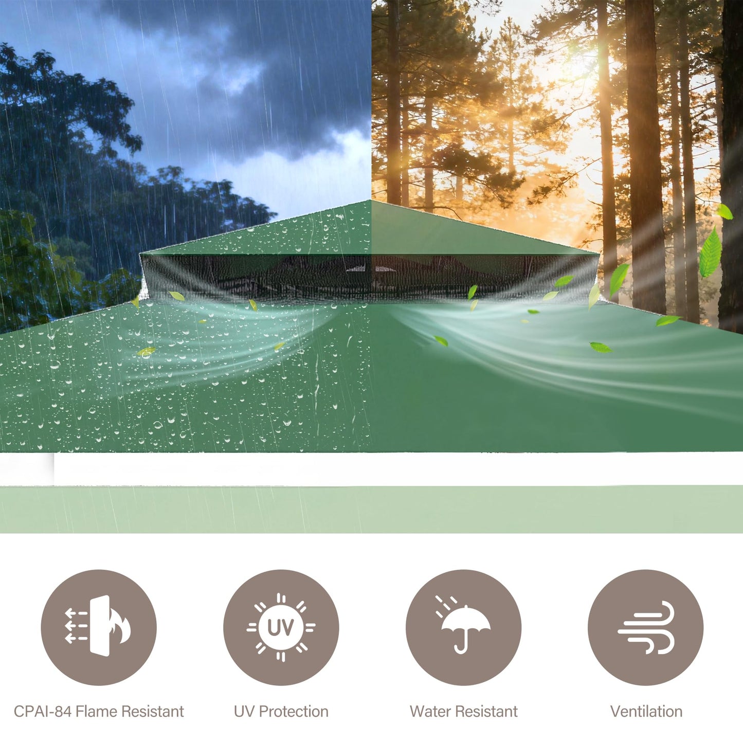 LAUSAINT HOME Patio Gazebo 8'x8', Outdoor Heavy Duty Party Tent Shelter with Double Roofs, Mosquito Nettings and Privacy Screens for Backyard, Garden, Lawn, Forest Green