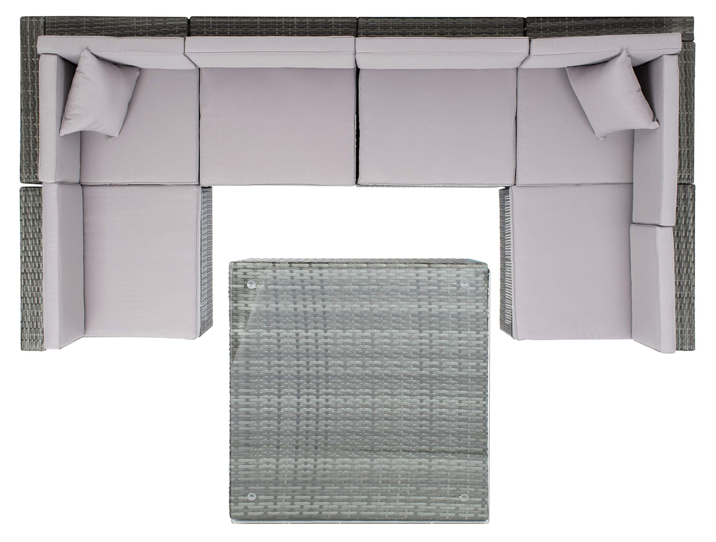 SAFAVIEH PAT7510B-2BX Collection Sectional Diona Grey Outdoor Living Patio Set, Grey/Grey