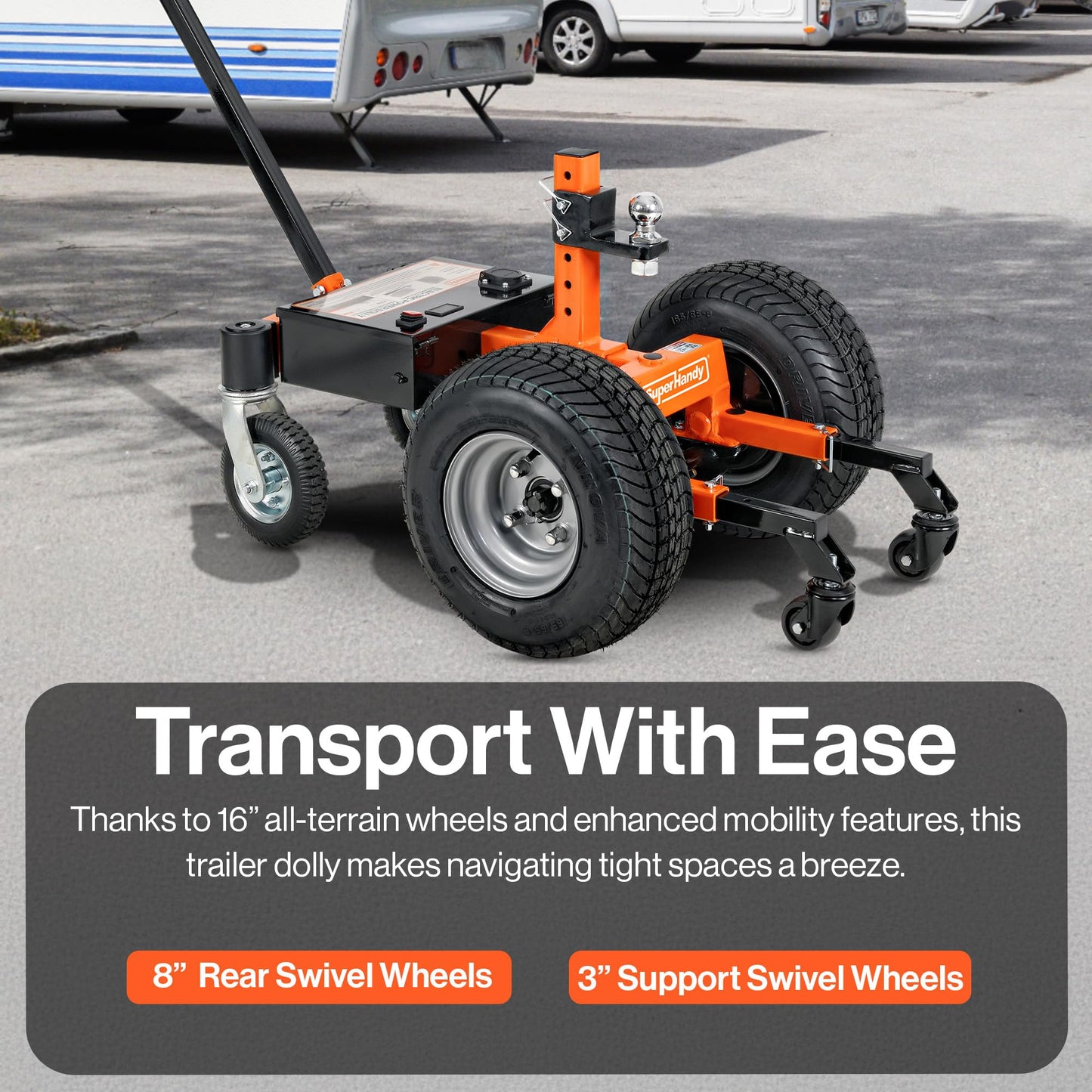 SuperHandy Electric Trailer Dolly – 24V 800W Heavy Duty Motor, Adjustable Thumb Throttle, Reverse/Drive Switch (6 Wheel, 7500 lb)