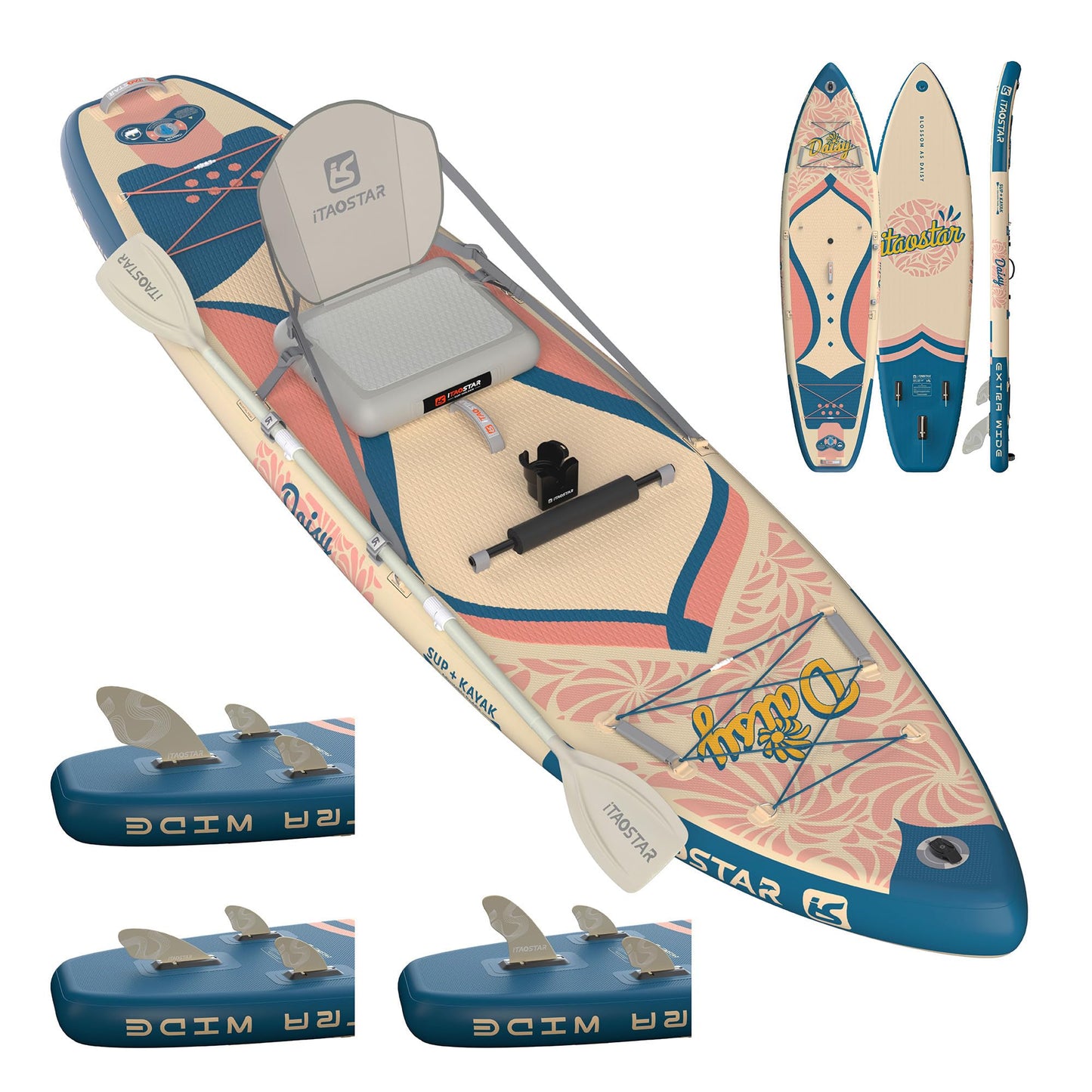 iTAOSTAR D03EP 34" Extra Wide Paddle Board for Better Balance, Inflatable Stand Up Paddle Board with Kayak Seat, Inflatable Paddle Boards for Beginners of All Skill Levels with Premium SUP Accessories