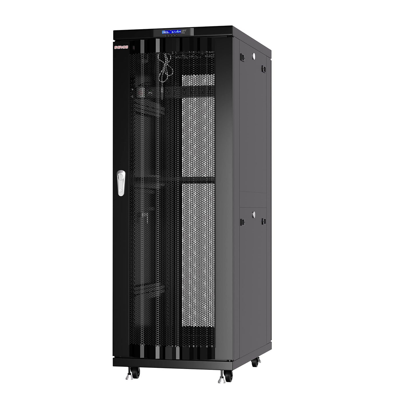 32U Server Rack Cabinet, 39” Deep 19” Floor Standing Network Enclosure, 1600 lb Capacity, 35” Rail Depth, Mesh Doors, 4 Fans, PDU, Shelf & Mounting Hardware