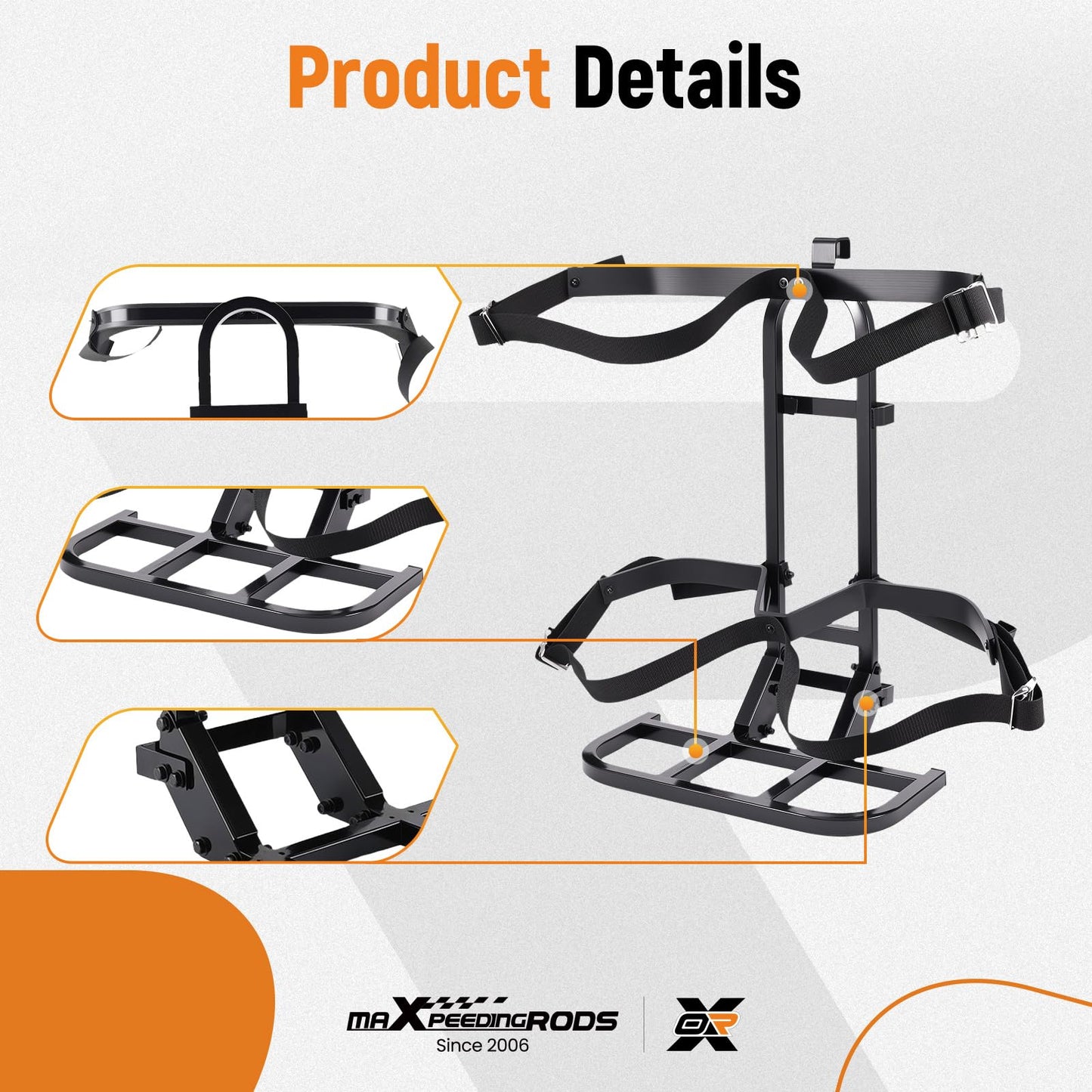 maXpeedingrods Upgraded Golf Cart Rear Seat Bag Holder for Club Car E-Z-GO Yamaha, Cart Bag Holder with Adjustable Strap, Better Fixation Space-Saving No Drilling Required Rust-Proof