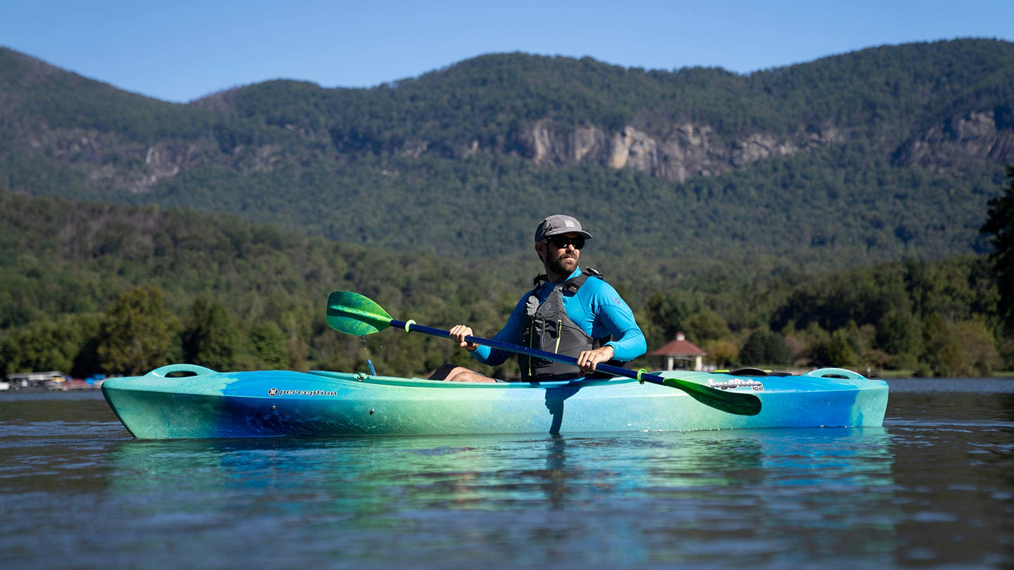 Perception Kayaks 10 | Sit Inside Kayak for Adults and Kids | Recreational and Multi-Water Kayak with Selfie Slot | 10' |Sunset