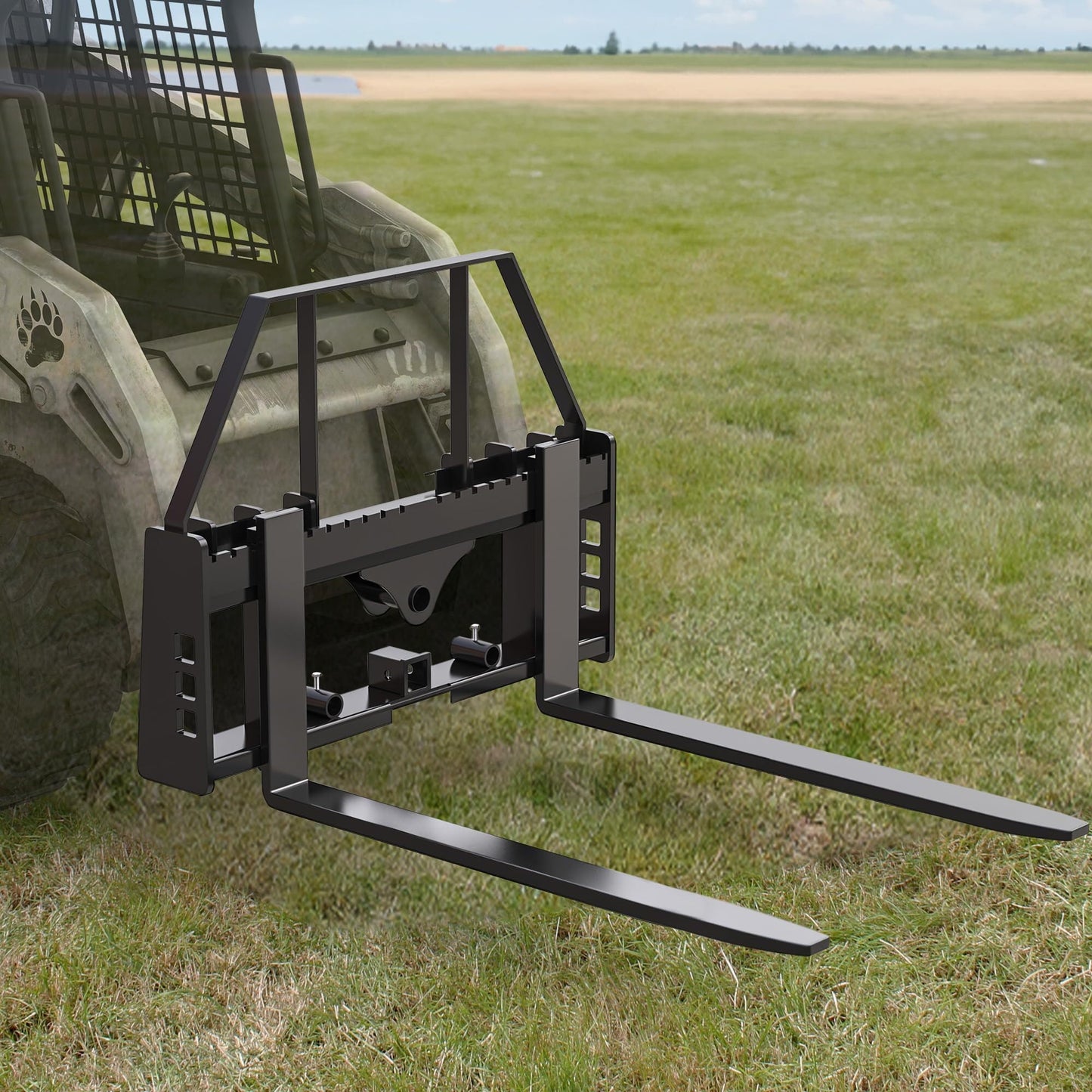 YITAMOTOR 4000lbs Skid Steer Pallet Fork Attachment, 45" Pallet Fork Frame with 48" Fork Blades for Loaders Tractors, Universal Quick Attach Forks Compatible with Bobcat, New Holland, Kubota